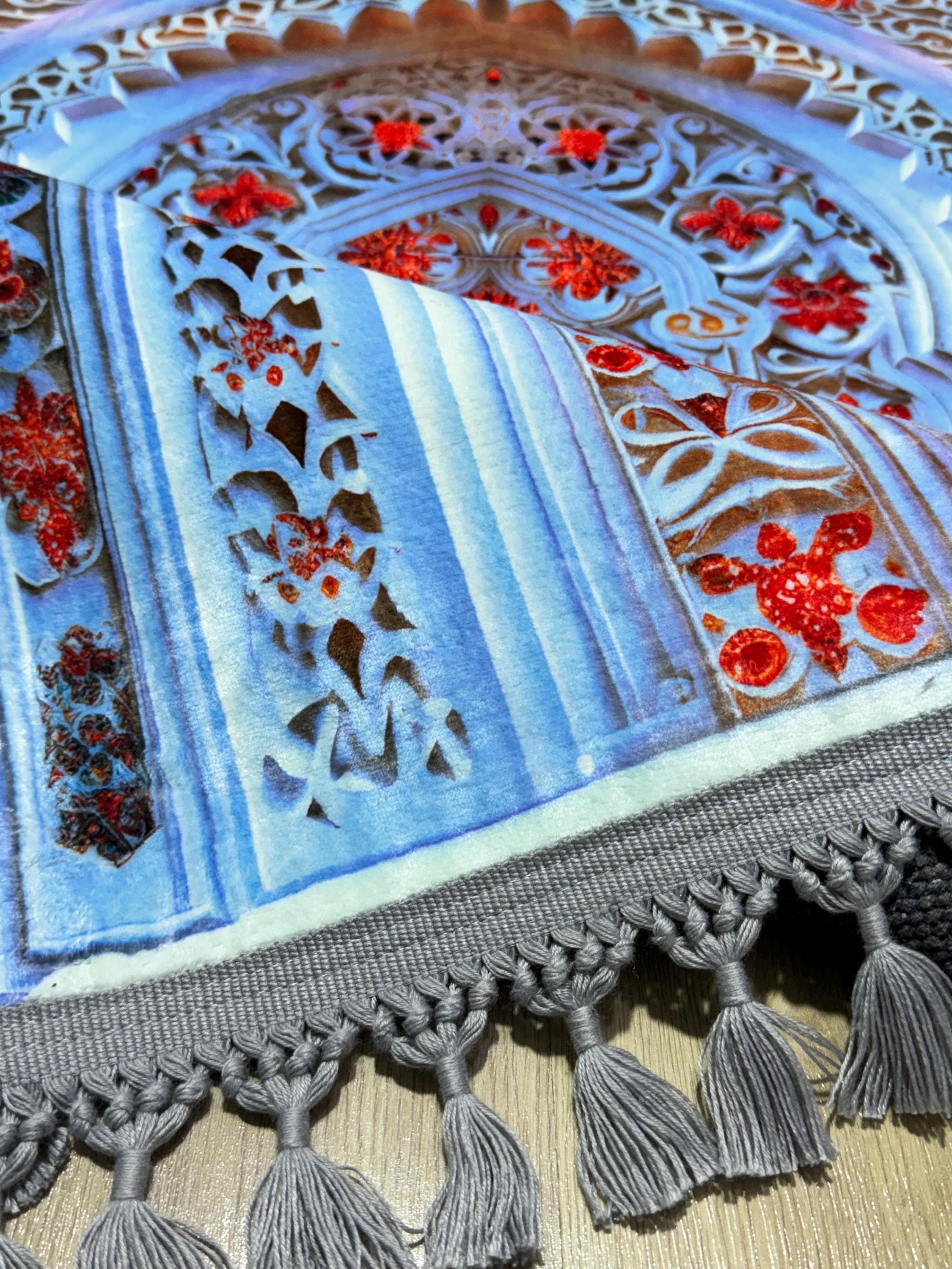Turkish Prayer Rug , Silky Muslim Prayer Mat, Islamic Ramadan Gift - Mosque Salah - image 3