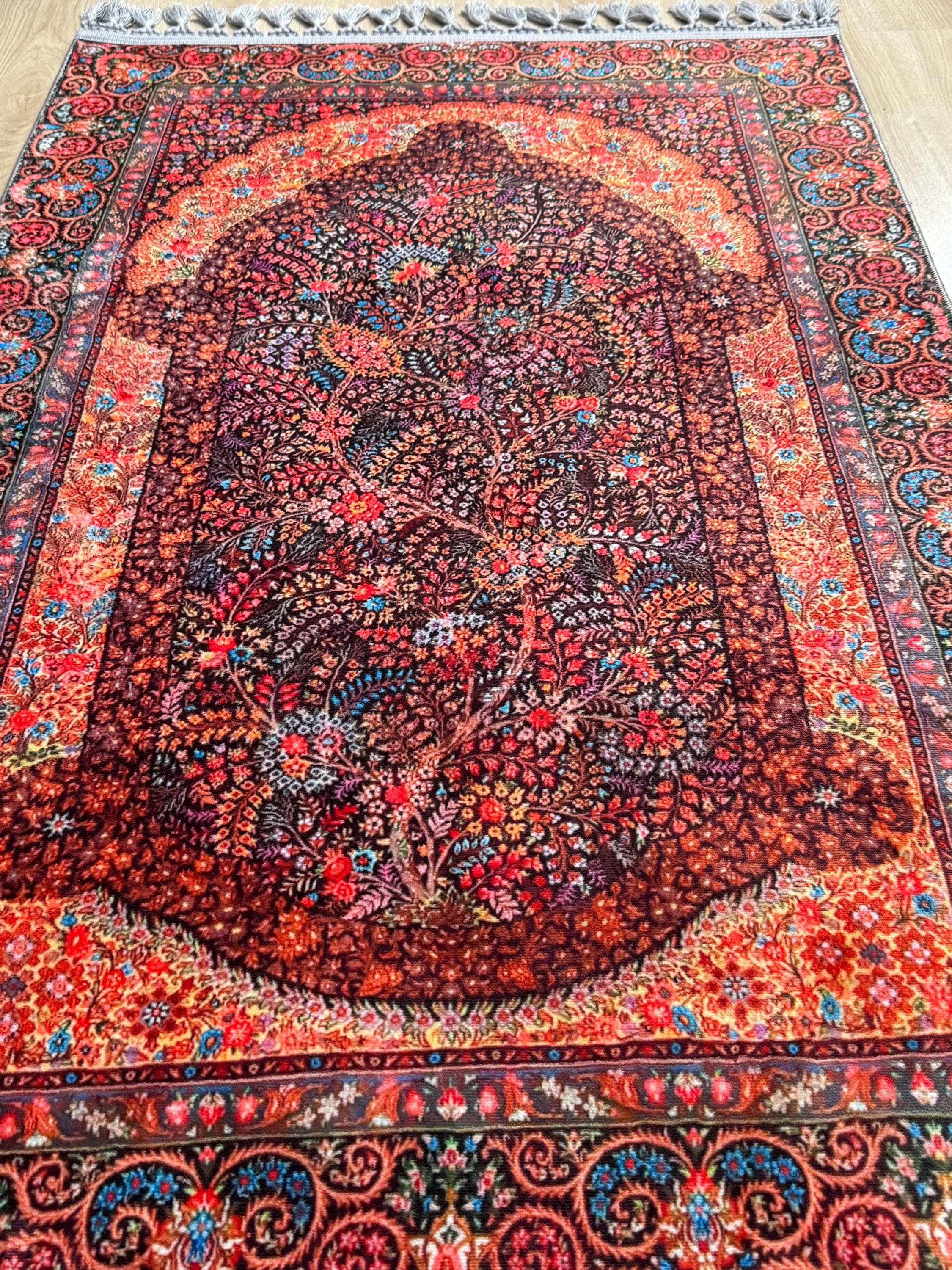 Traditional Turkish Prayer Rug Islamic Design, Soft & Portable Mat - image 3