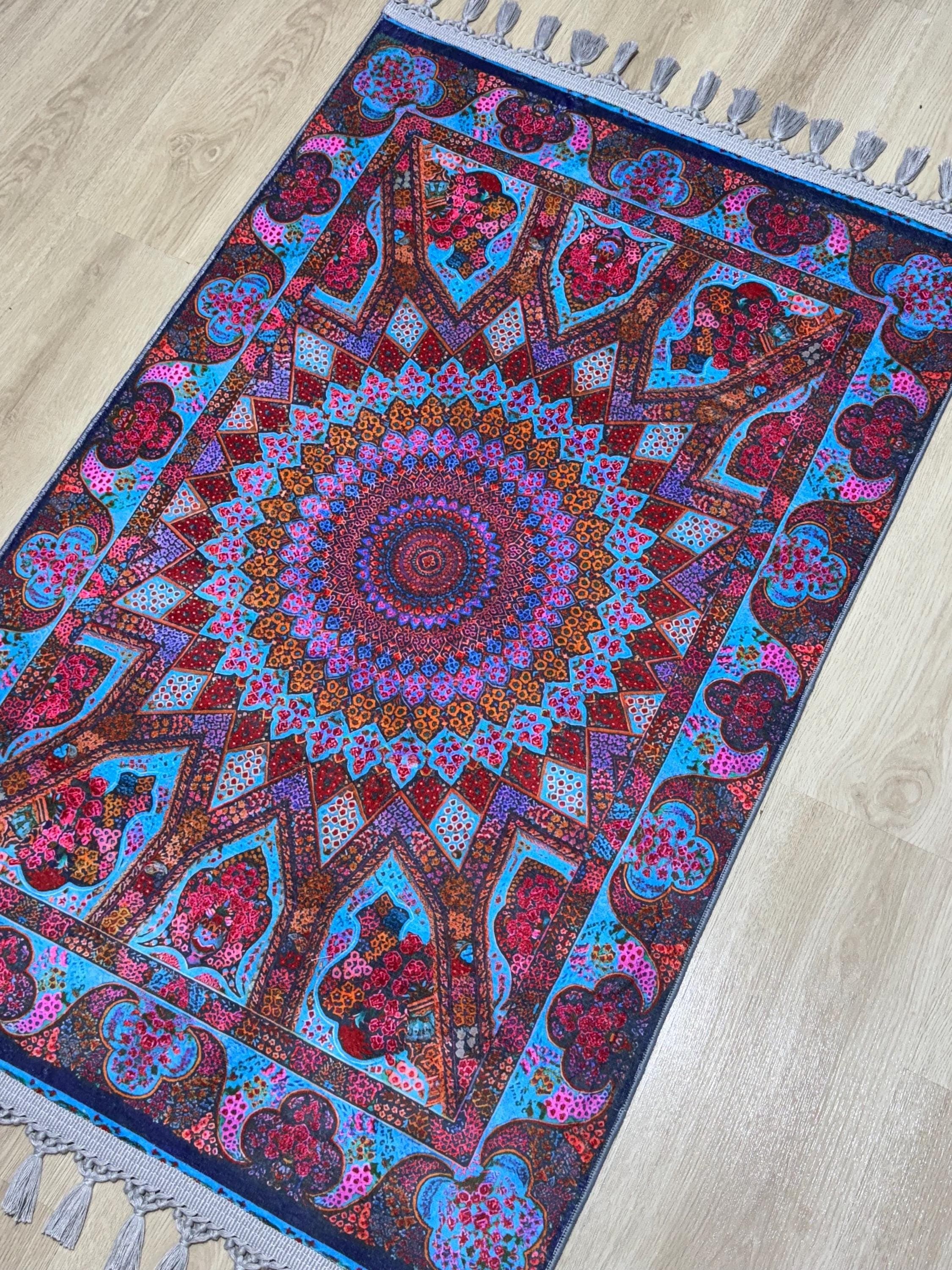 Soft Medallion Islamic Prayer Rug-Turkish Muslim  Mat- PrayerRoom- Bedroom -Living Room- Area Rugs