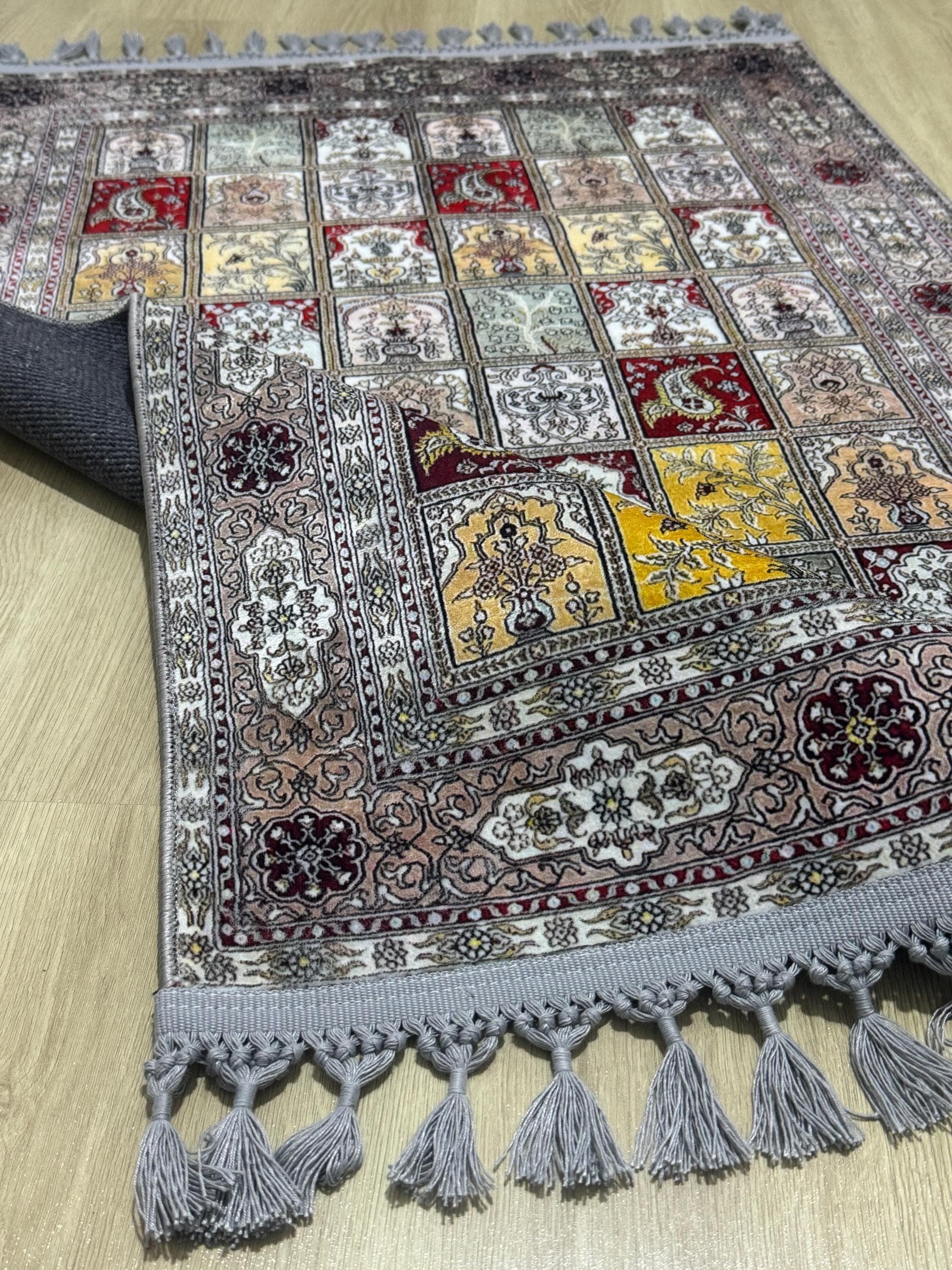 Geometric Mihrab  Turkish Prayer Rug , Large Islamic Prayer Mat, Red Green Carpet-Ramadan Eid Wedding - image 4