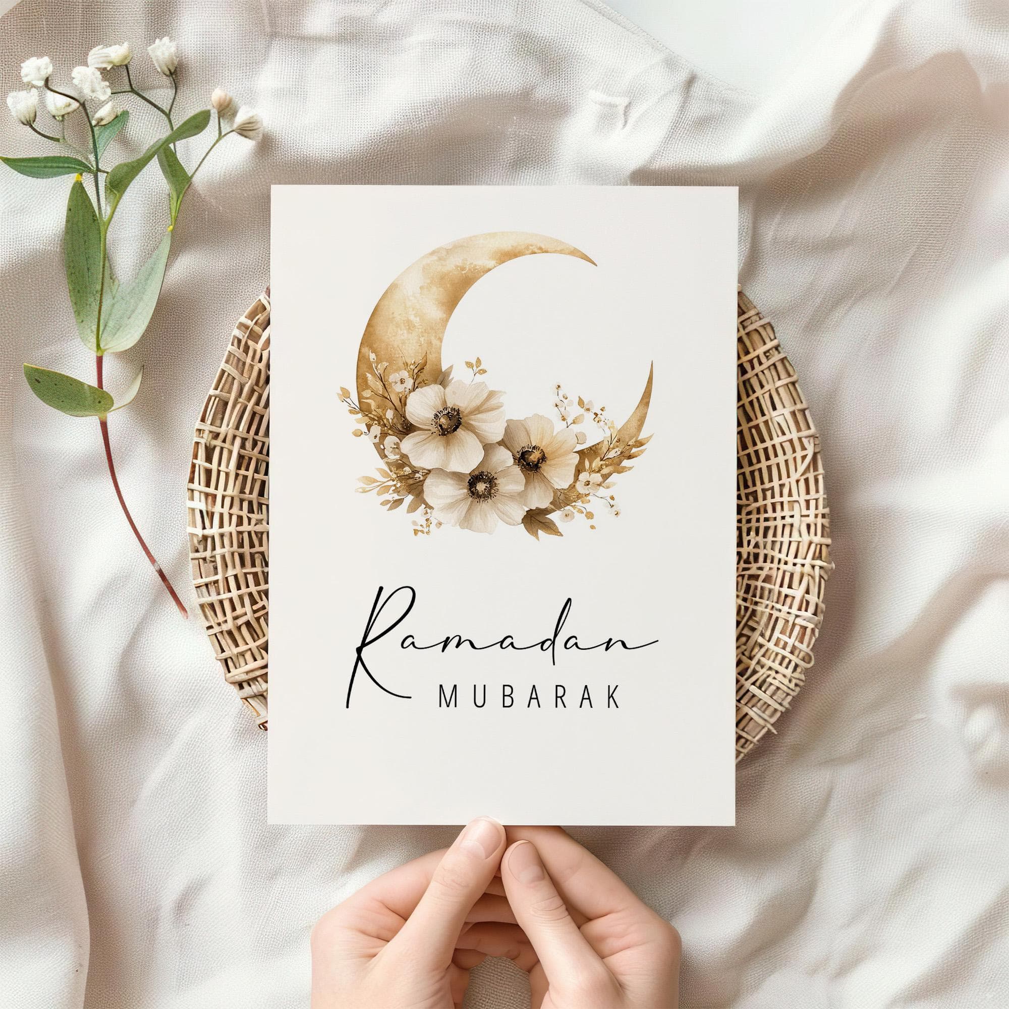 Set of 6 Ramadan Cards - Digital Download, Ramadan Gifts, Printable Islamic Modern Ramadan Decorations,  A6, 5x7, 4x6 Greeting Cards Gold - image 5