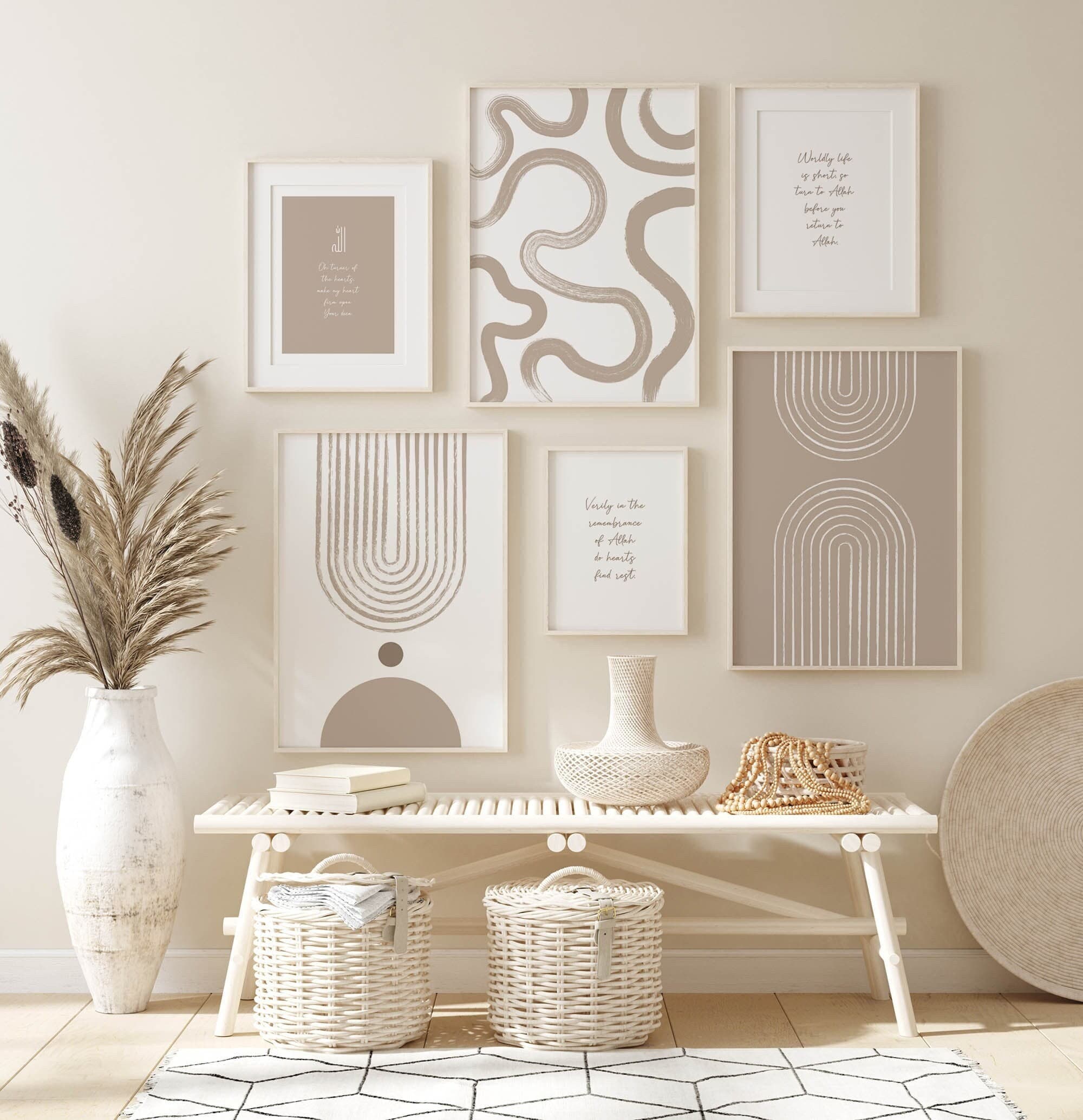 Islamic Wall Art Prints, Set of 6 Inspirational Islamic Posters & Prints, Muslim Home Decor, Islamic Decorations Gallery, Digital Download