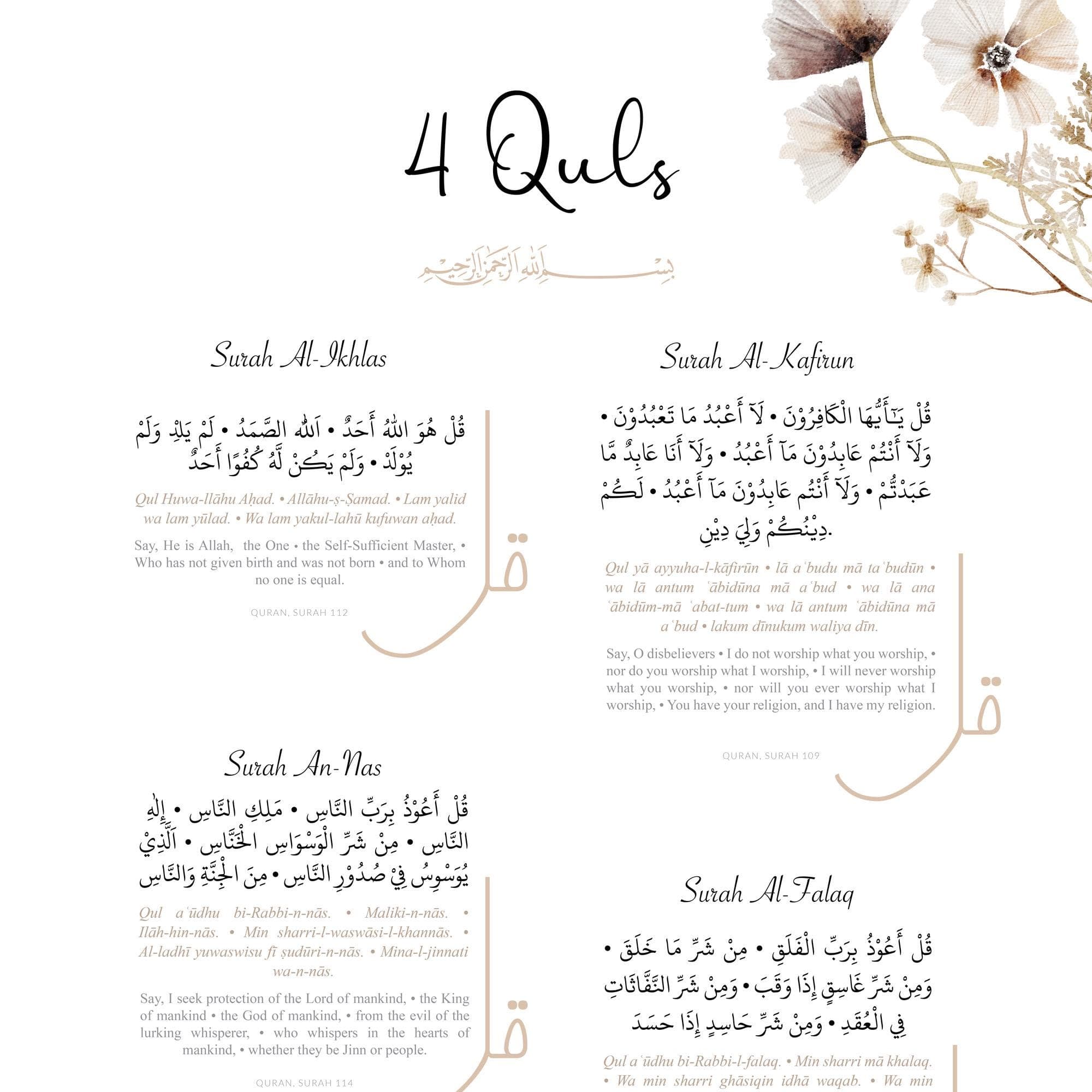 Printable Islamic Wall Art, Set of 2 Ayatul Kursi & four Quls Quran Verse Posters, Muslim Prints Islamic Gifts, Digital Download Islam Art - image 5