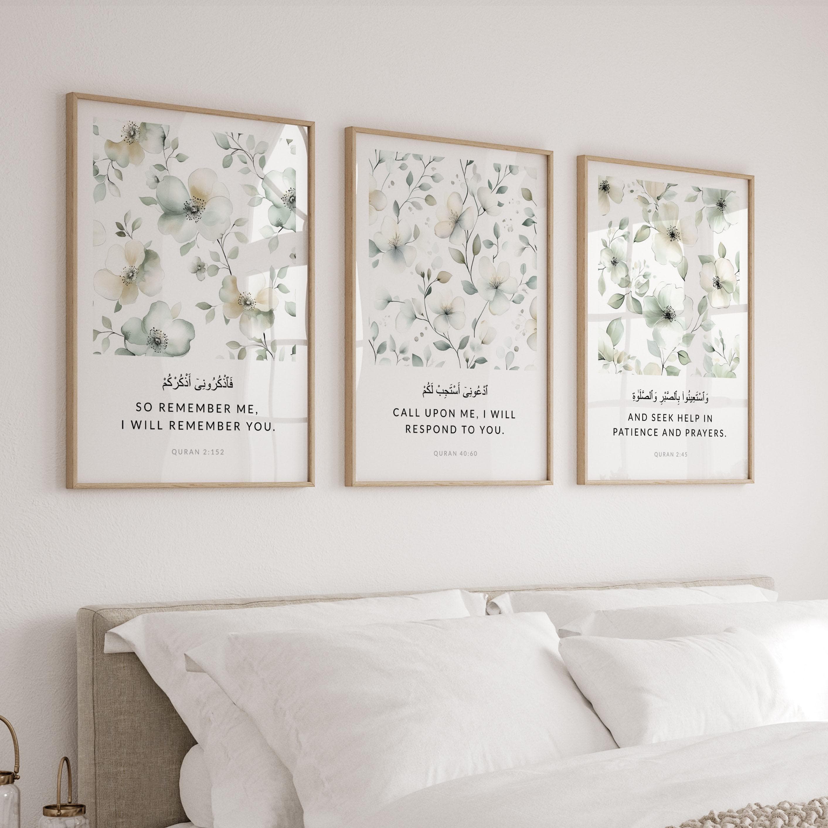 Islamic Wall Art, Set of 3 Islam Posters Digital Download, Muslim Printable Art, Quran Verse Prints, Islamic Gifts, Sage Green Home Decor - image 3