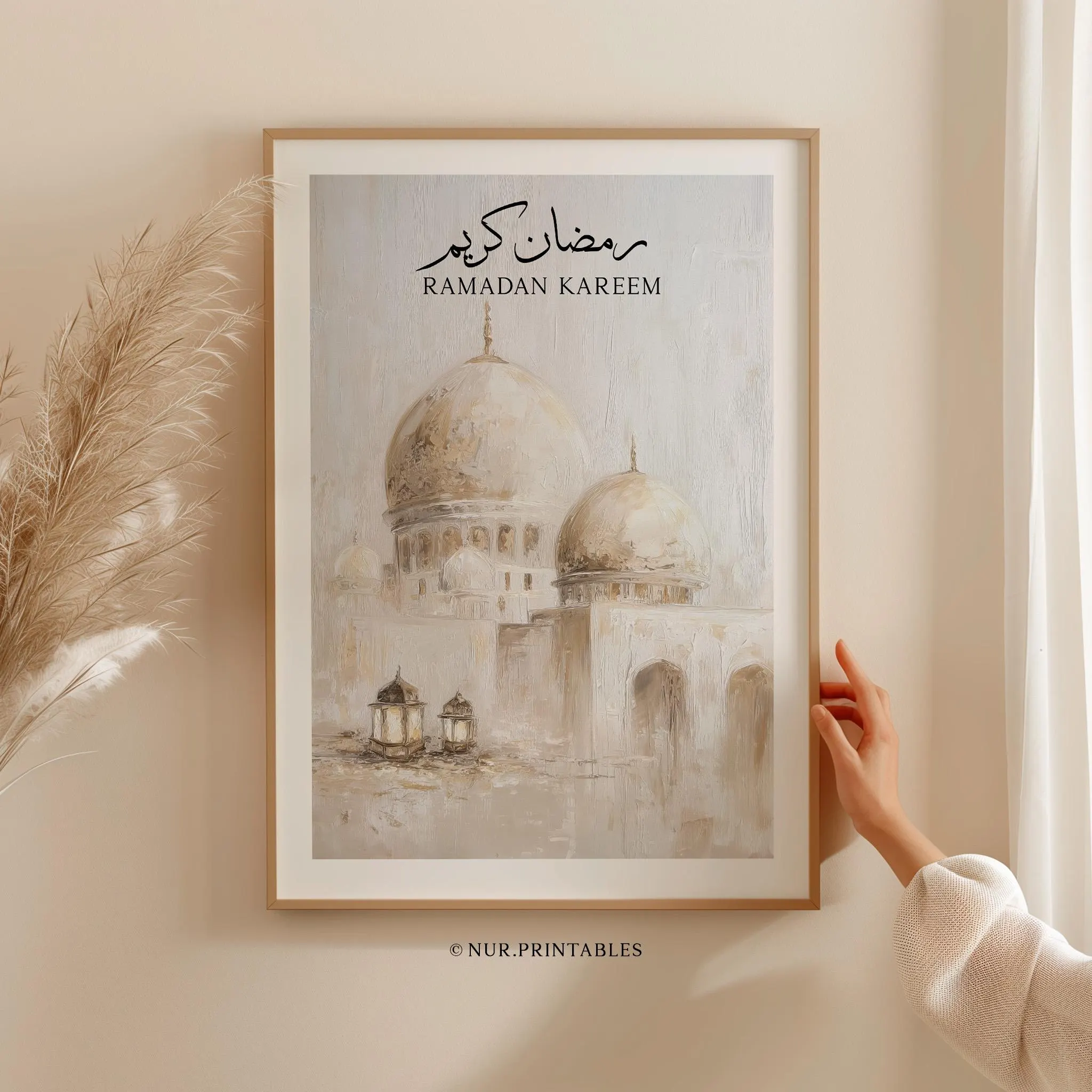 Ramadan Mubarak Islamic Wall Art Print - DIGITAL DOWNLOAD, Printable Muslim Poster, Mosque Oil Painting, Ramadan Gift Decor & Decorations - image 4