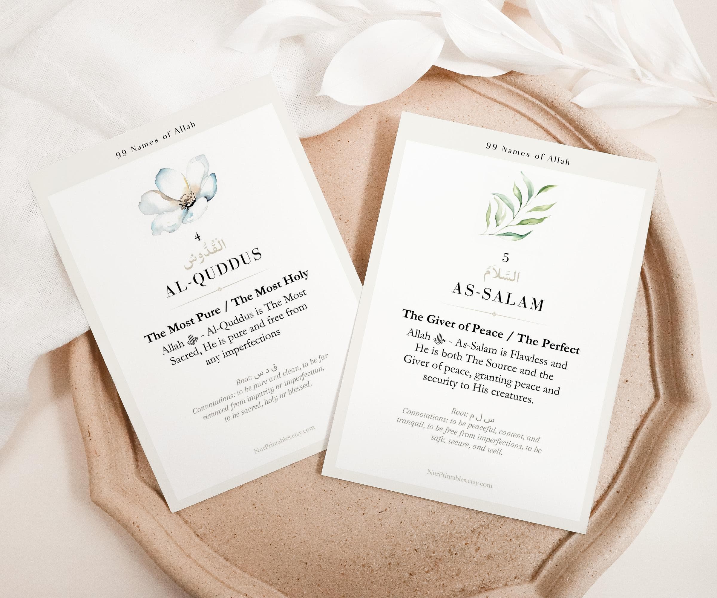 Islamic Printable Flash Cards - 99 Names of Allah Al Asma Ul Husna | Downloadable & DIY | Digital Download Islamic Learning, Islamic Gifts - image 4