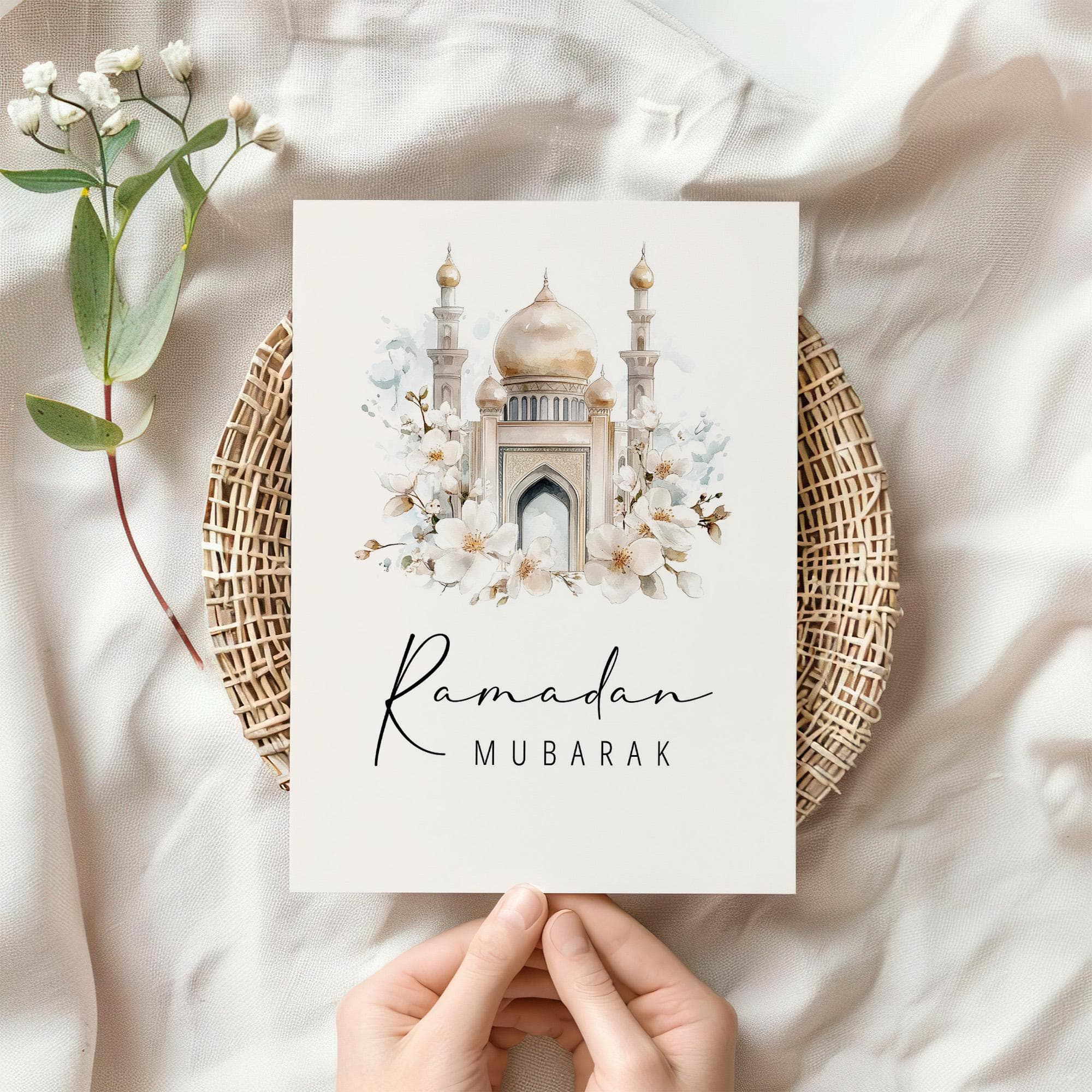 Set of 6 Ramadan Cards - Digital Download, Ramadan Gifts, Printable Islamic Modern Ramadan Decorations,  A6, 5x7, 4x6 Greeting Cards Gold - image 3