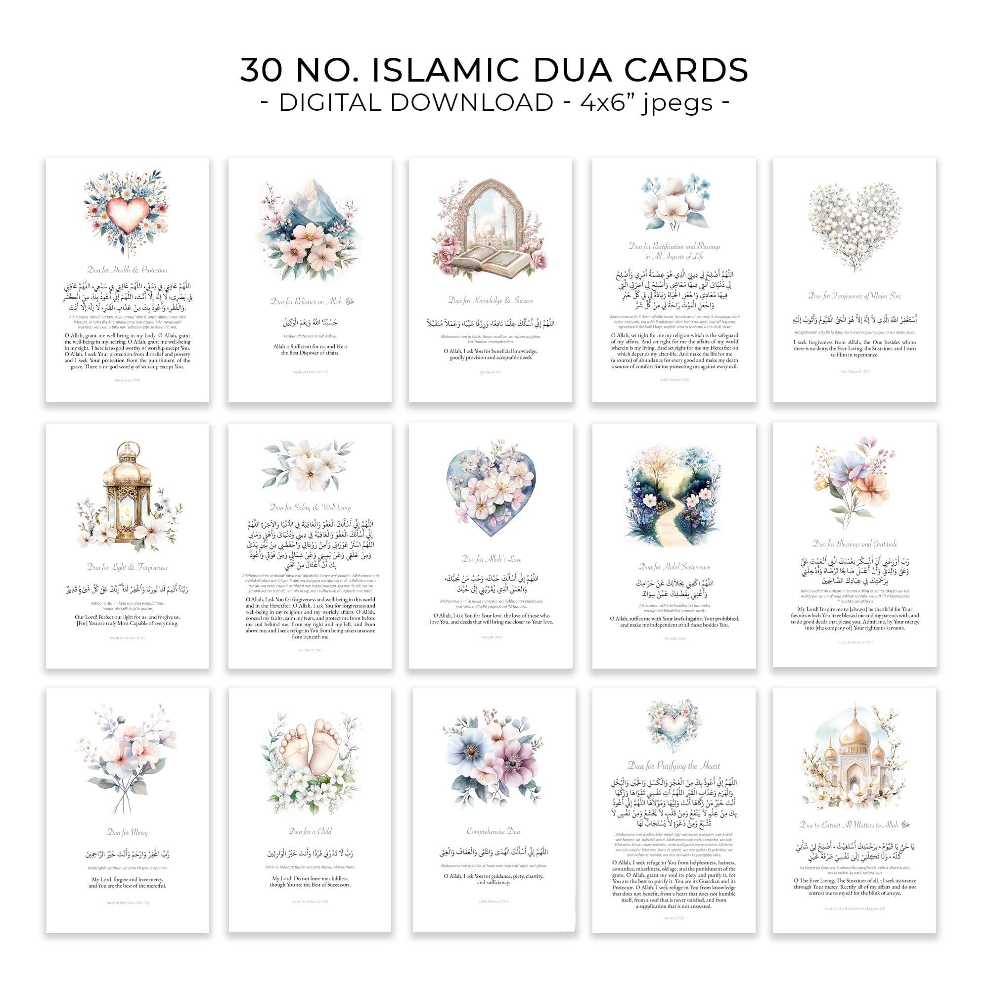 Islamic Art Dua Cards Digital Download, Ramadan Eid Gift, Printable Quran Dua Flash Cards Arabic Transliteration English Downloadable Duas - image 5