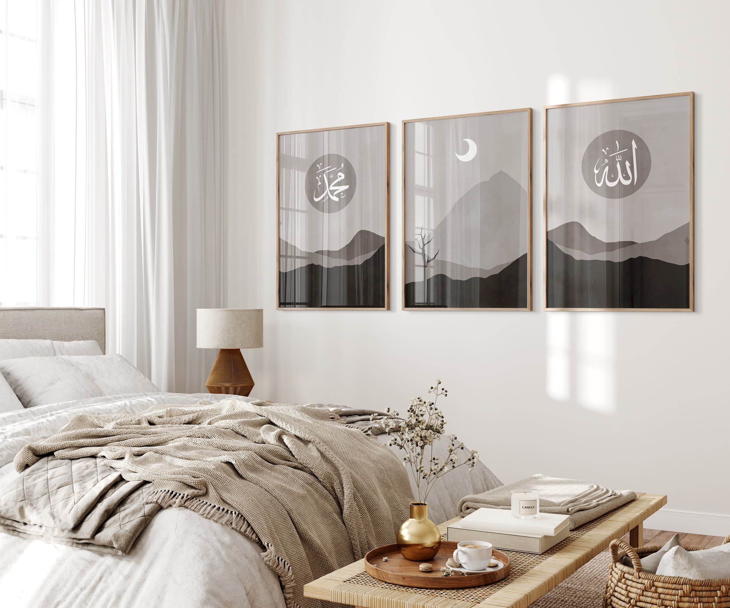 Premium Islamic Wall Art, Boho Wall Decor, Set of 3 Boho Landscape Wall Prints, Boho Wall Art, Landscape Wall Prints, Living room decor D23 - image 4
