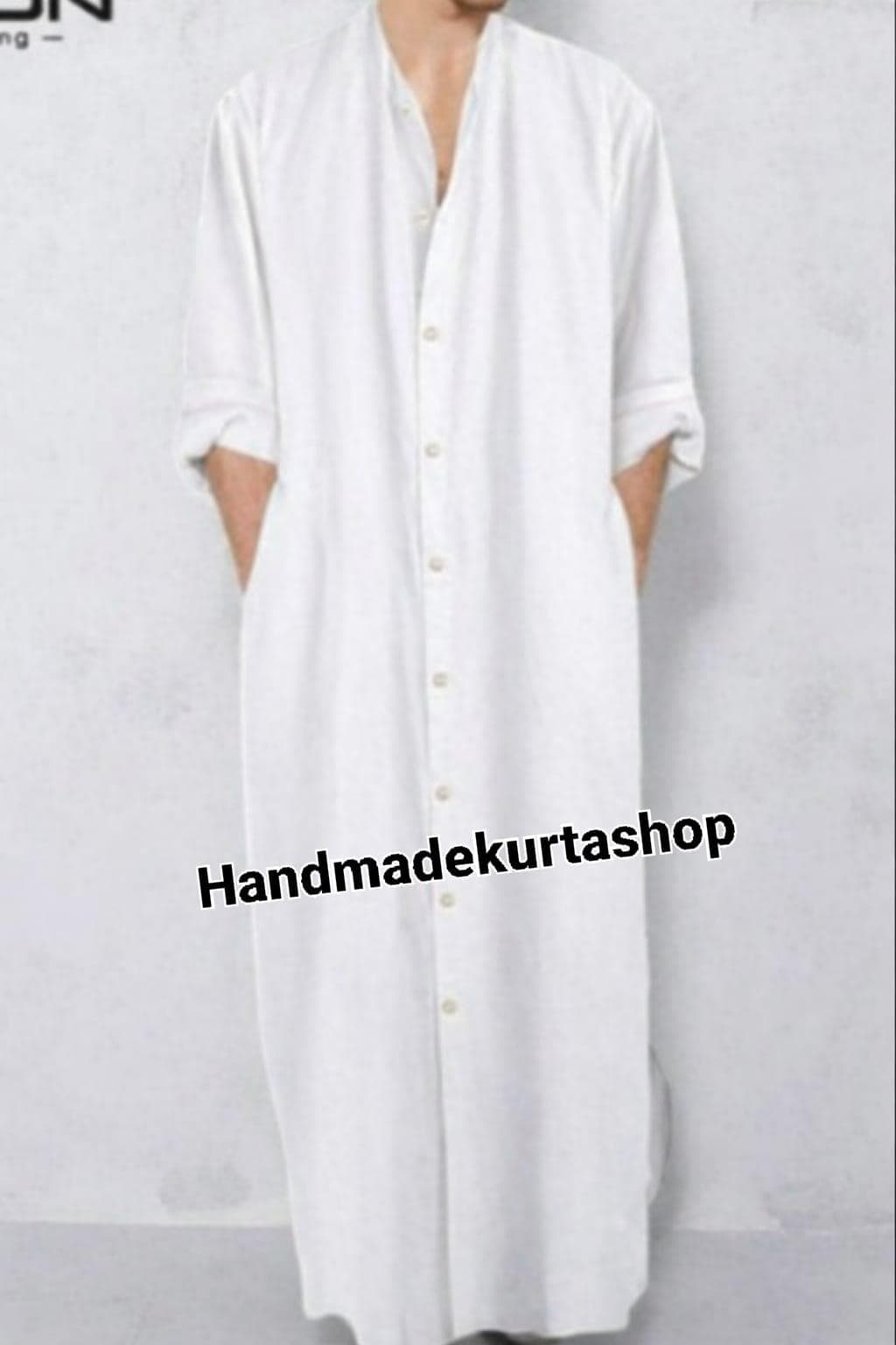 Men's Linen Kaftan, Black color Soft Casual Loose Fit Soft Quality / Lounge wear, - image 3
