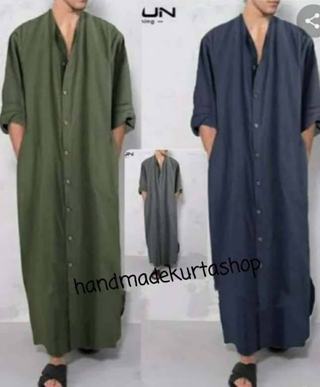 Men's Linen Kaftan, Black color Soft Casual Loose Fit Soft Quality / Lounge wear, - image 5