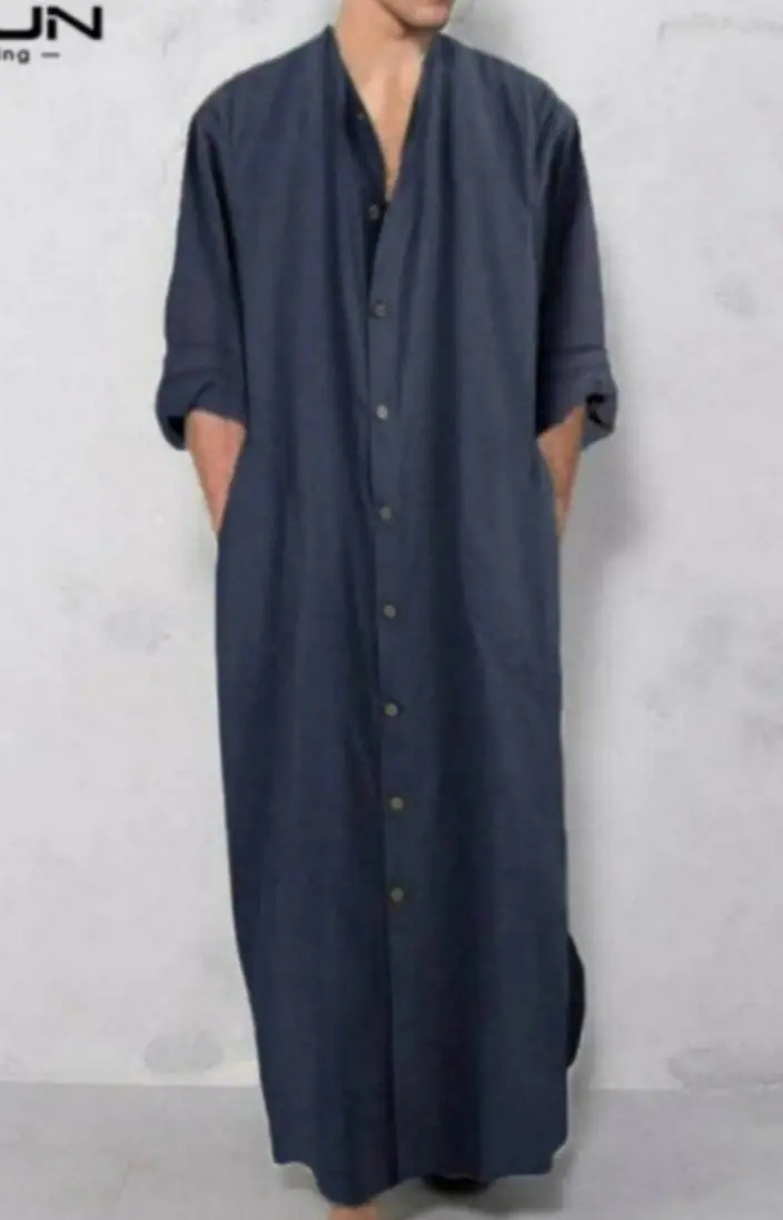 Men's Linen Kaftan, Black color Soft Casual Loose Fit Soft Quality / Lounge wear, - image 4