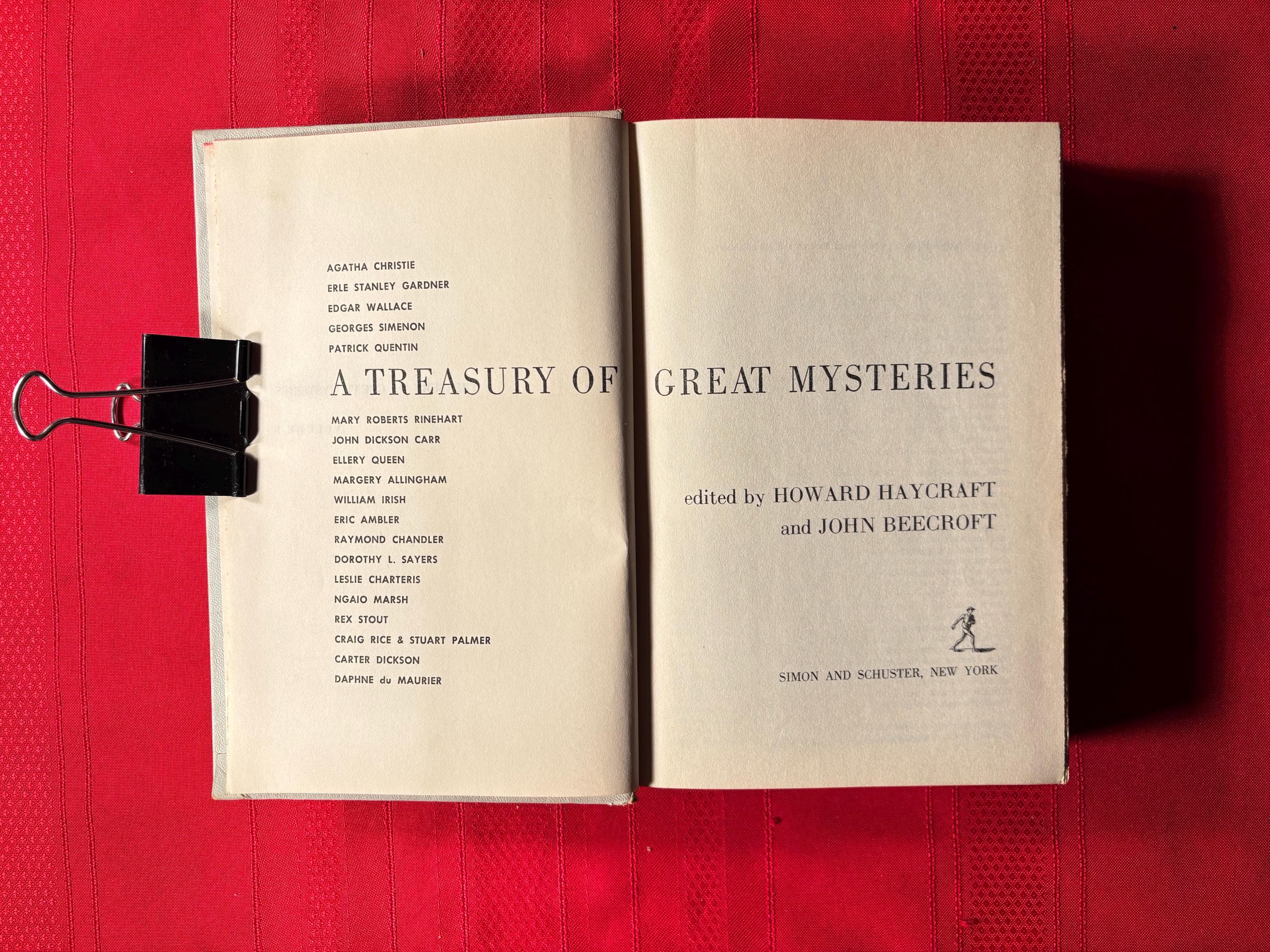 A Treasury of Great Mysteries, Edited by Howard Haycraft and John Beecroft, Hardcover Book, 1957 - image 2