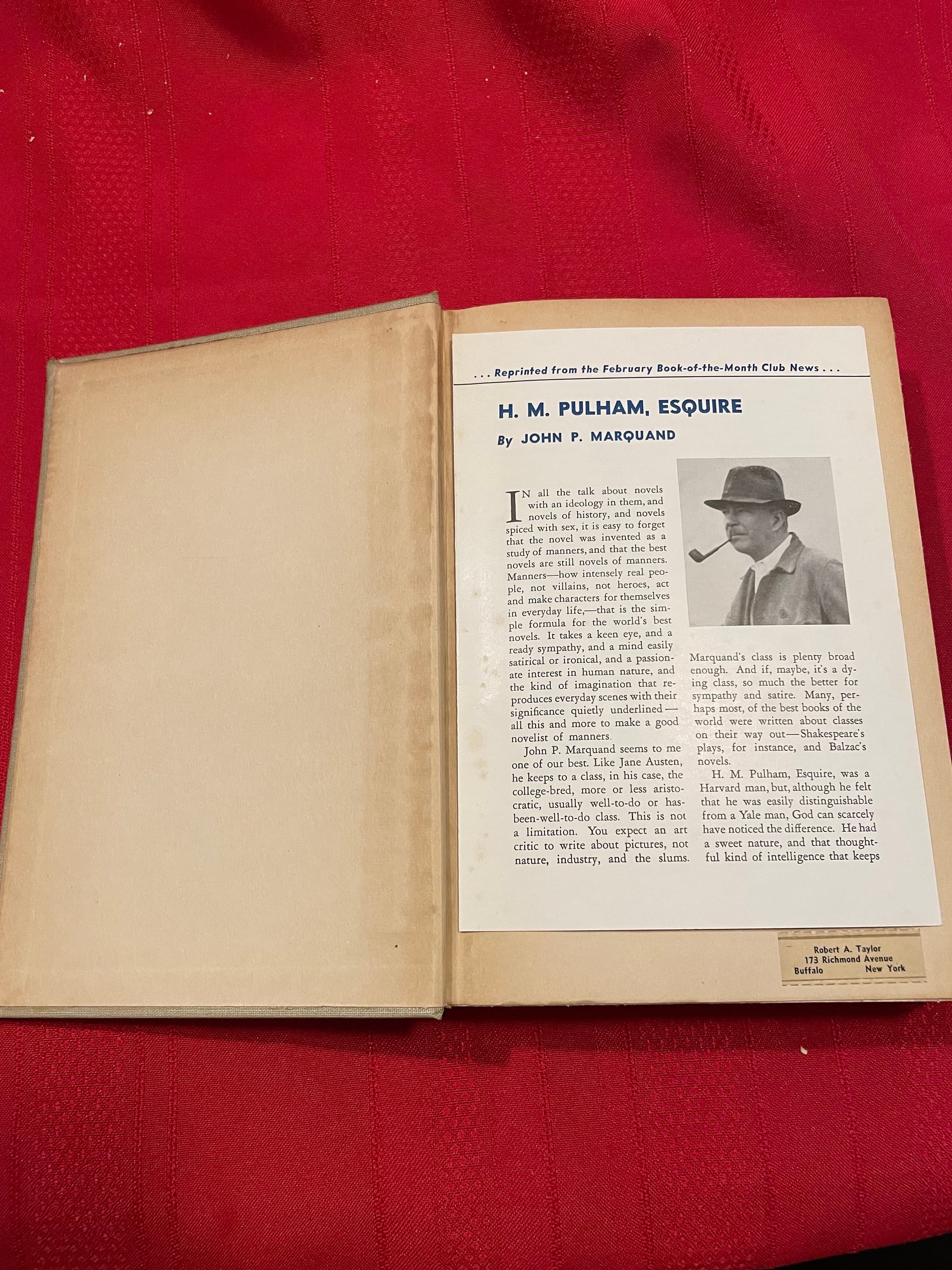 H. M. Pulham, Esquire, by John P. Marquand, First Edition, Hardcover Book, 1941 - image 3