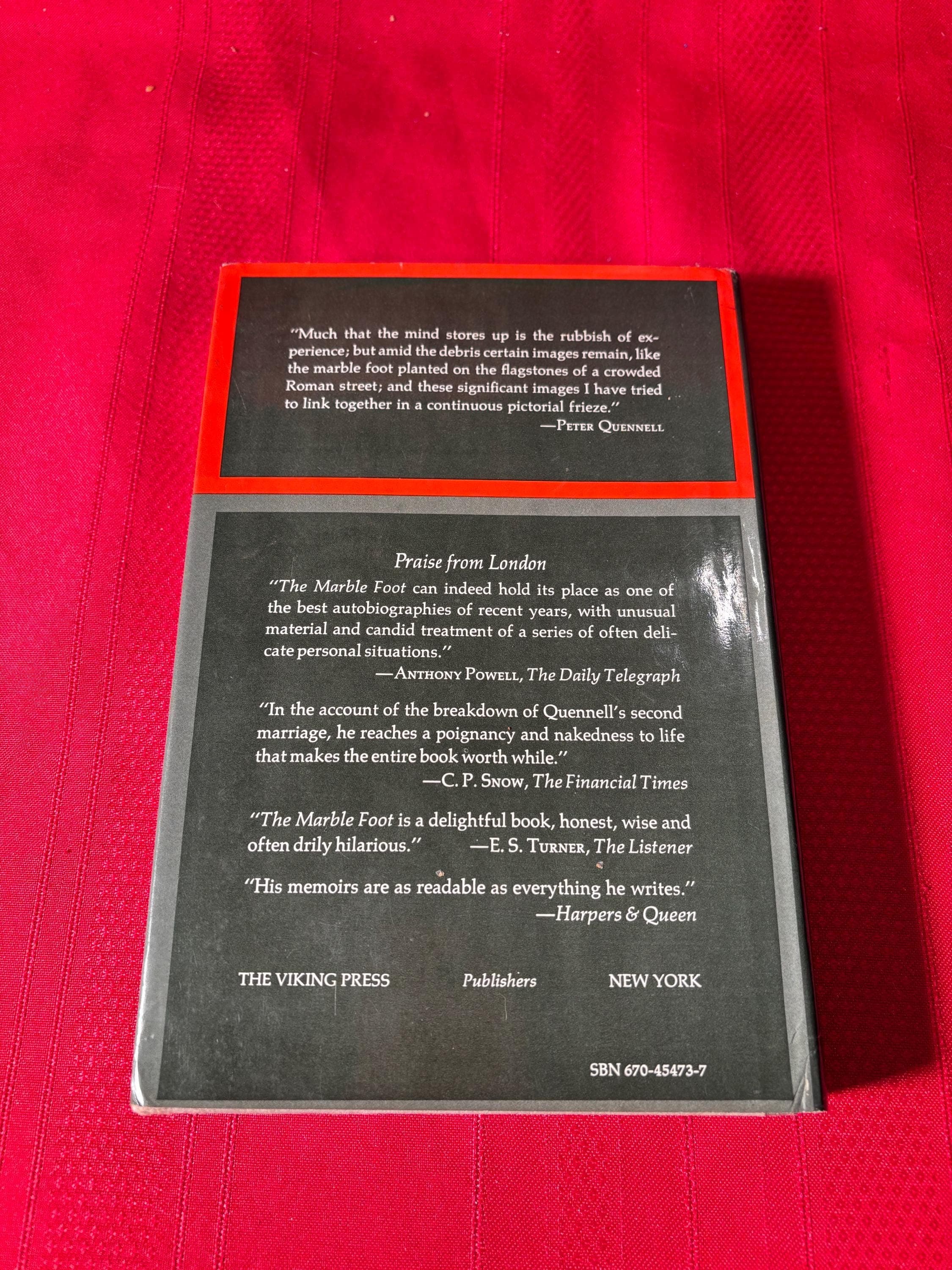 The Marble Foot, An Autobiography, 1905-1938, Peter Quennell, Hardcover Book, 1977 - image 4