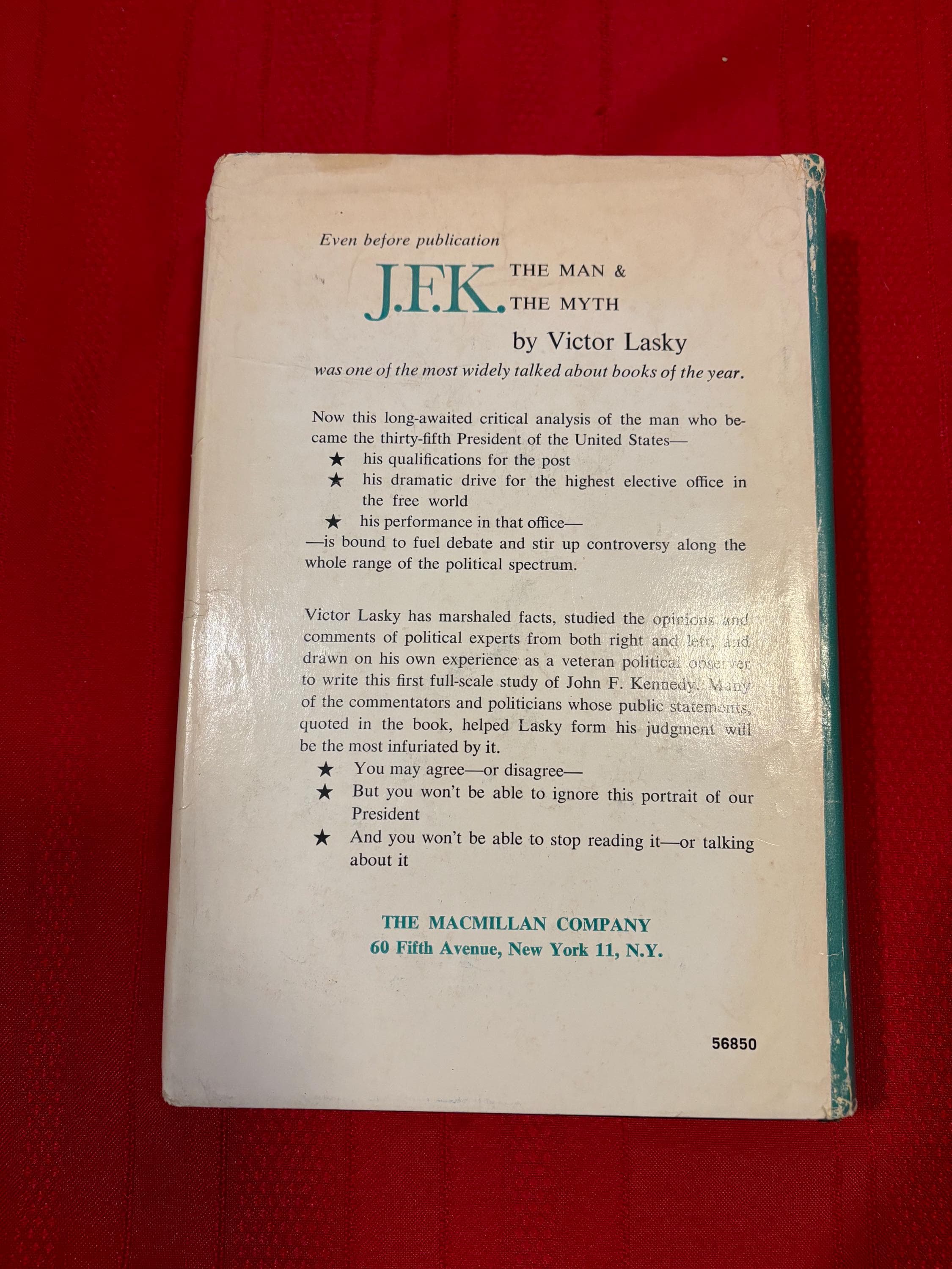 J.F.K. The Man & The Myth, A Critical Portrait, by Victor Lasky, First Edition, Twelfth Printing, Hardcover Book, 1963 - image 4