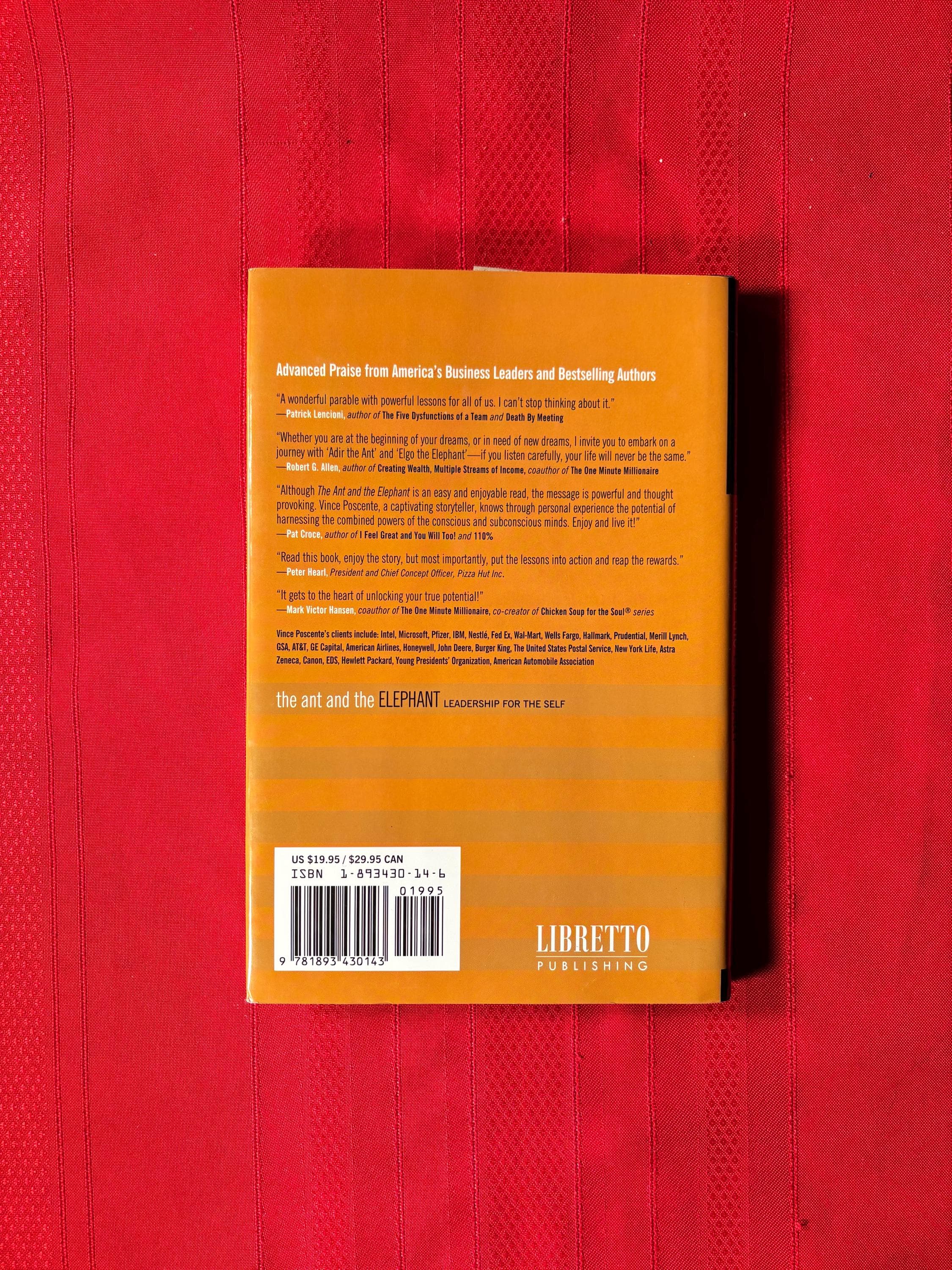 The Ant and the Elephant, Leadership For the Self, A Parable & 5 Step Plan to Transform Individual Performance, by Vince Poscente, Hardcover - image 4