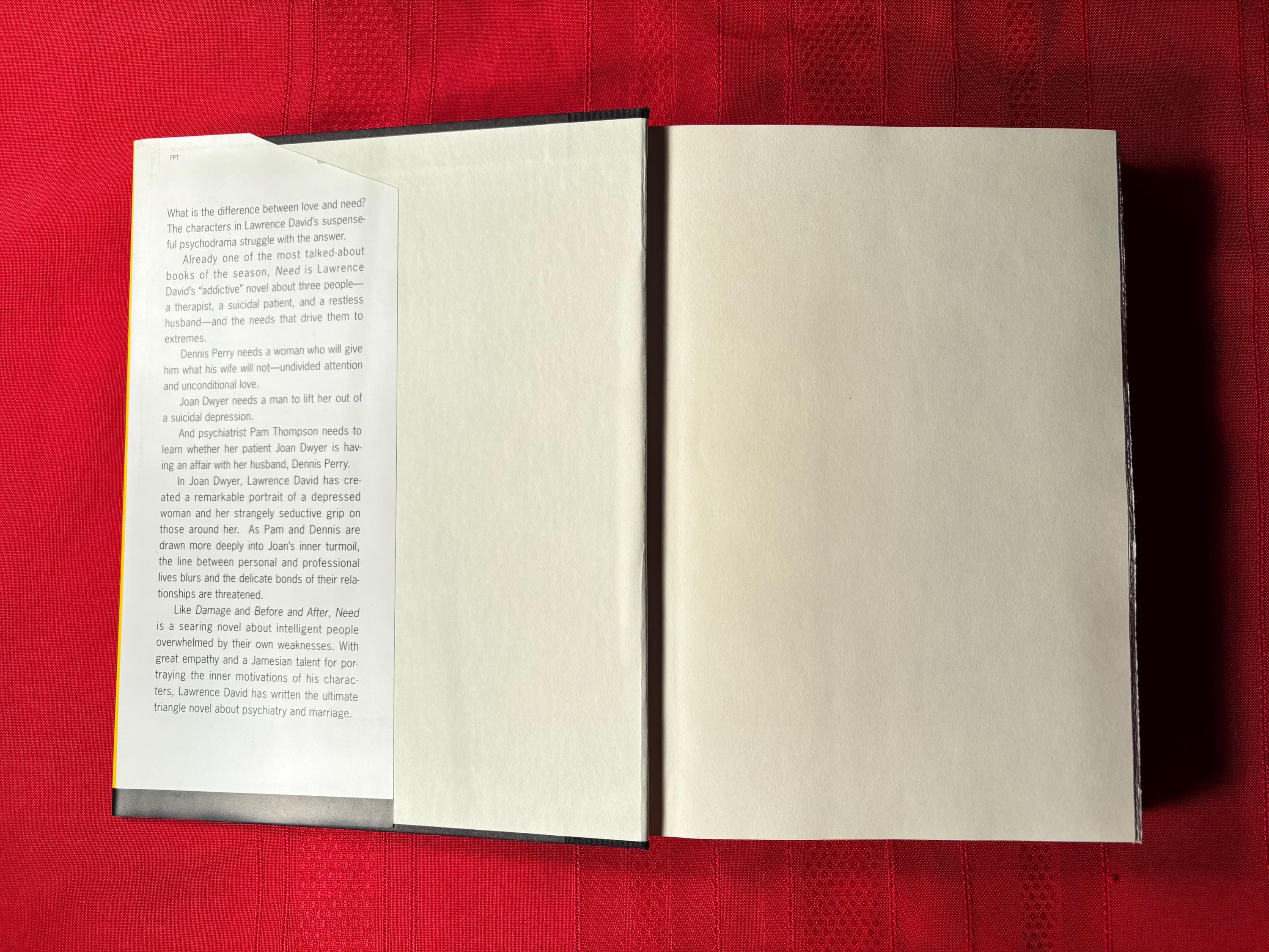 Need, by Lawrence David, First Edition, Hardcover Book, 1994 - image 5