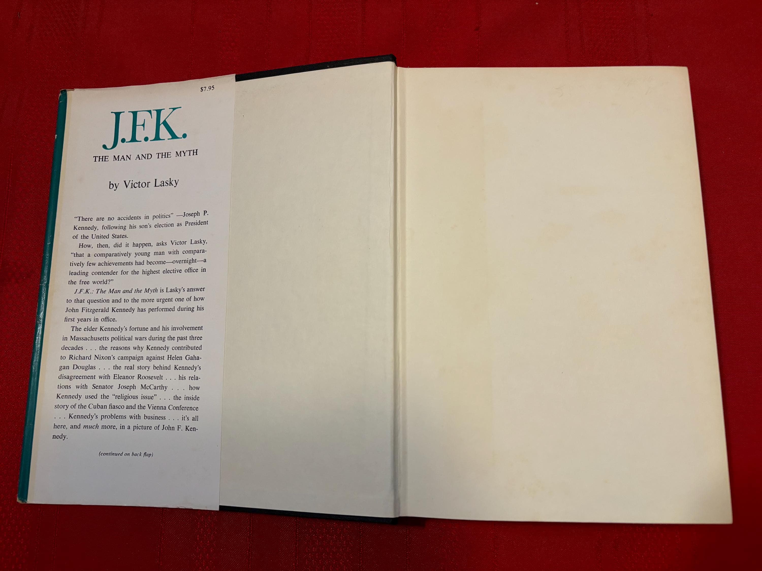 J.F.K. The Man & The Myth, A Critical Portrait, by Victor Lasky, First Edition, Twelfth Printing, Hardcover Book, 1963 - image 5