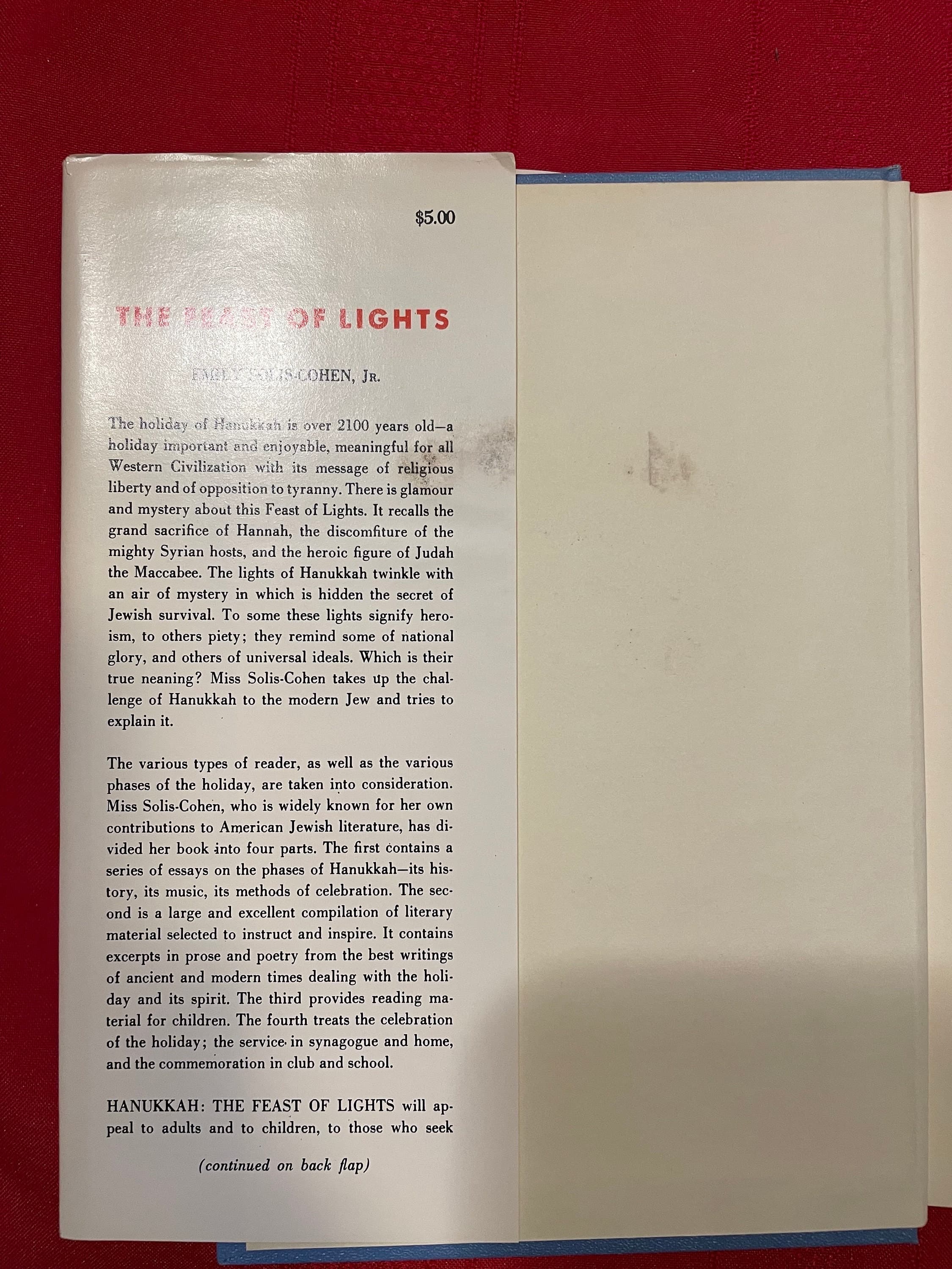 Hanukkah, by Emily Solis Cohen, First Edition, Ninth Impression, 1973 - image 5