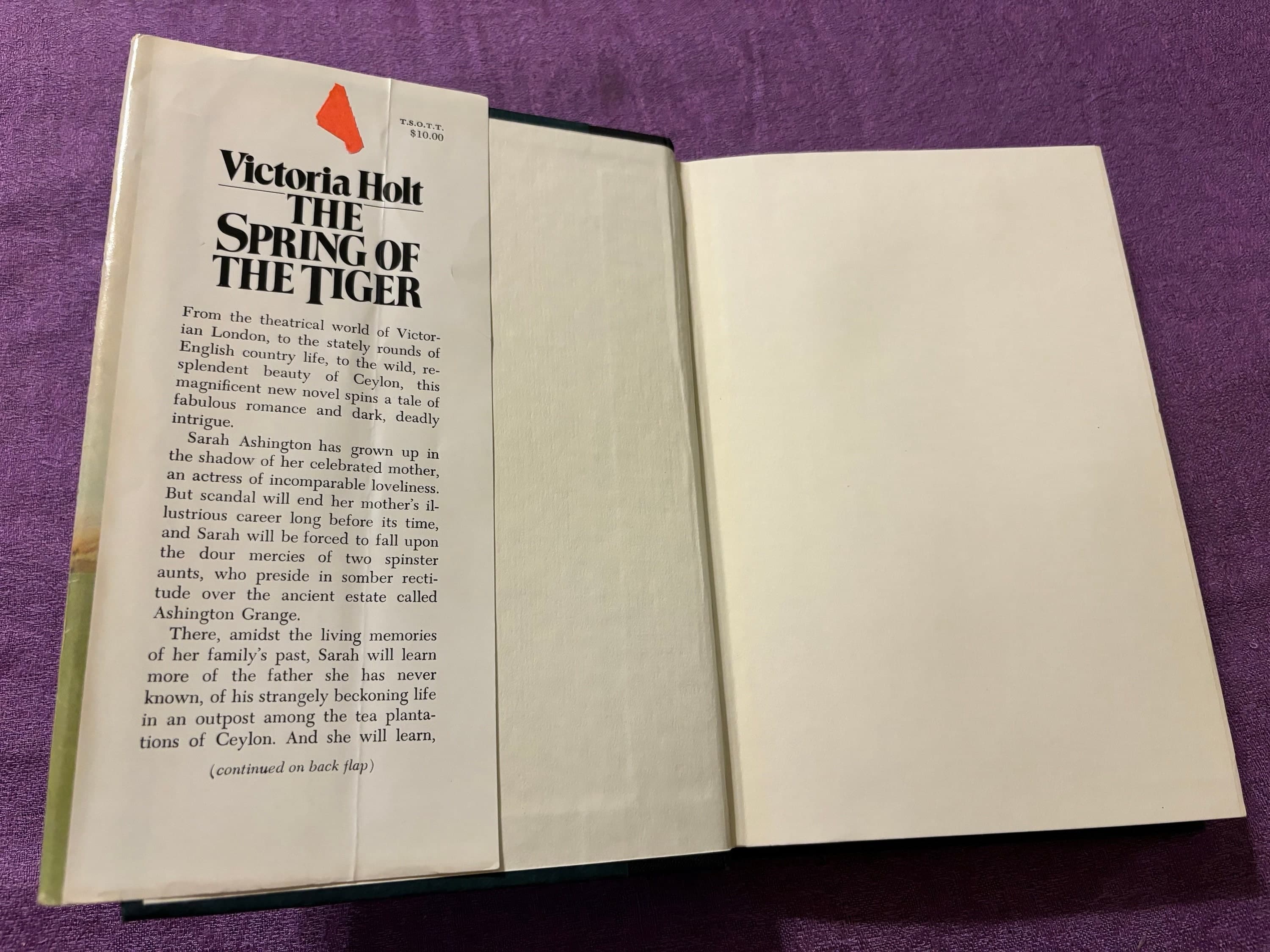 The Spring of The Tiger, by Victoria Holt, Stated First Edition, Hardcover Book, 1979 - image 5