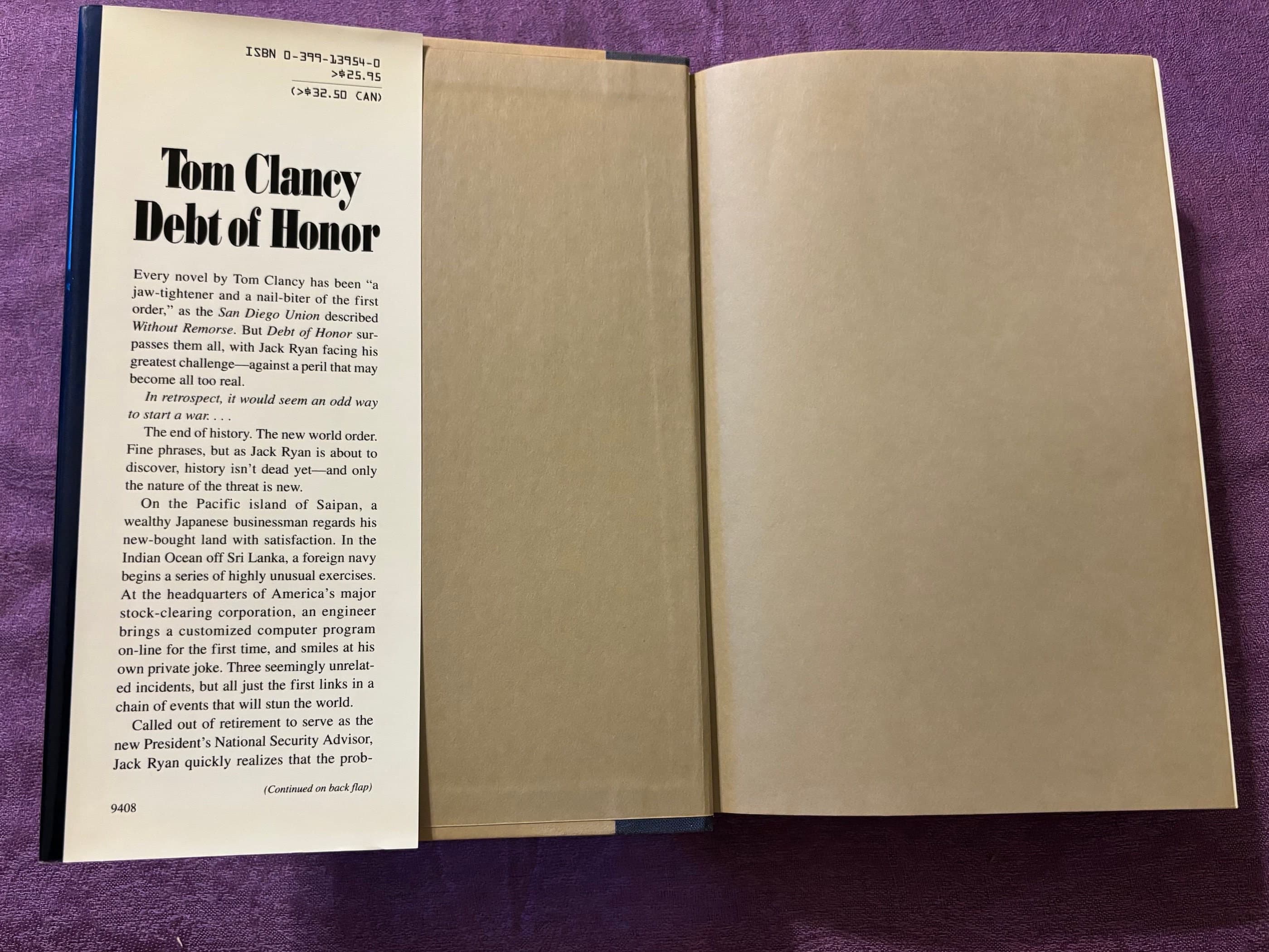 Debt of Honor, by Tom Clancy, First Edition, Hardcover Book, 1994 - image 5
