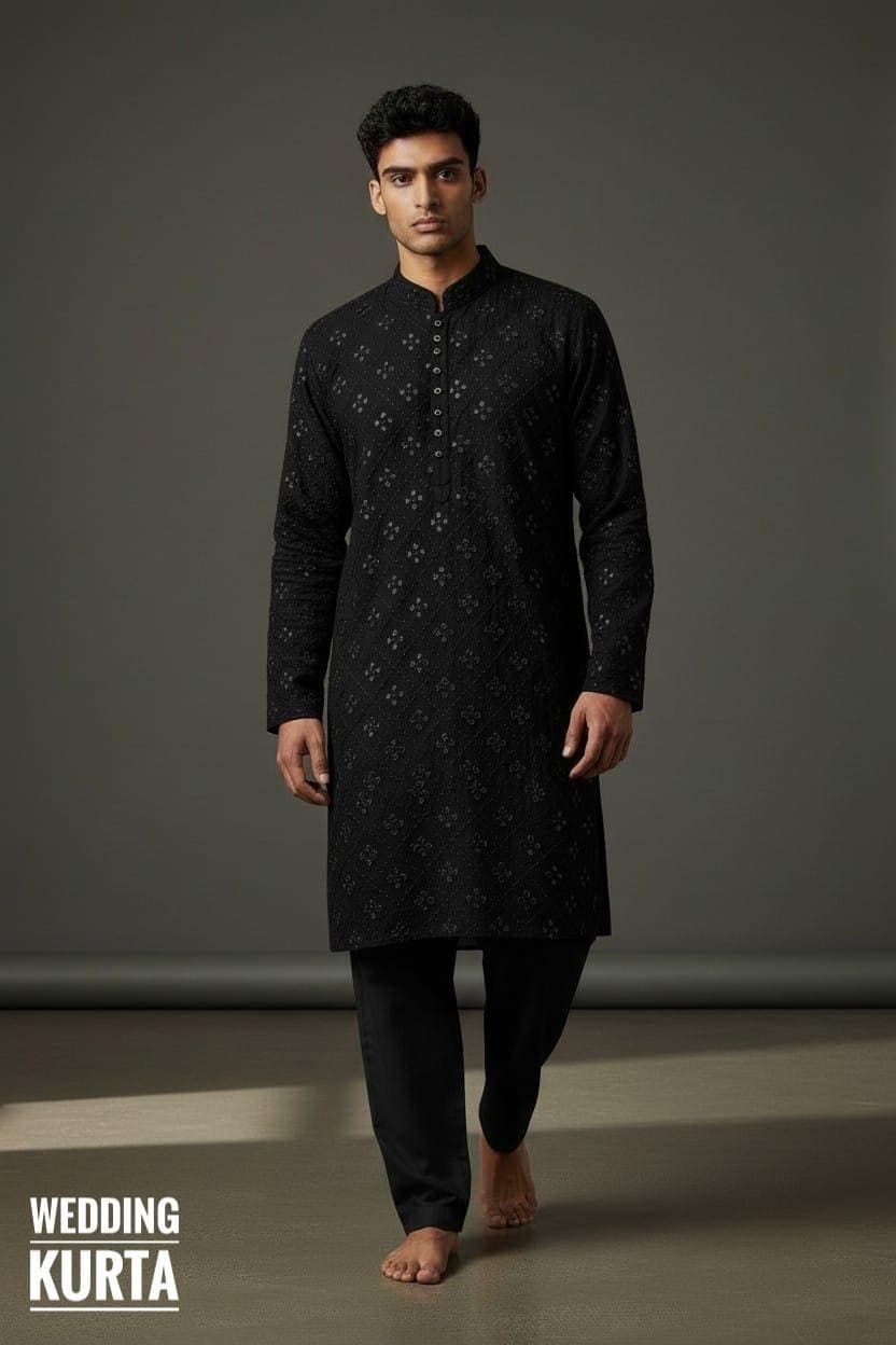 Man Mehndi Green Kurta & Matching Color Pyjama - Indian Style Luppi Mandarin Collar Kurta Sets - image 3
