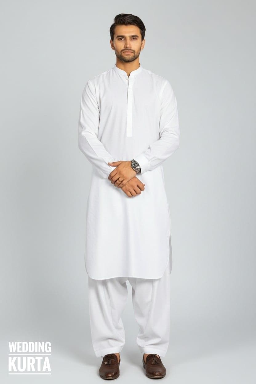 Beige Shalwar Kameez for Men - Ramadan Kareem Muslim Outfit - Saudi Arabia Style Kurta Set - image 4