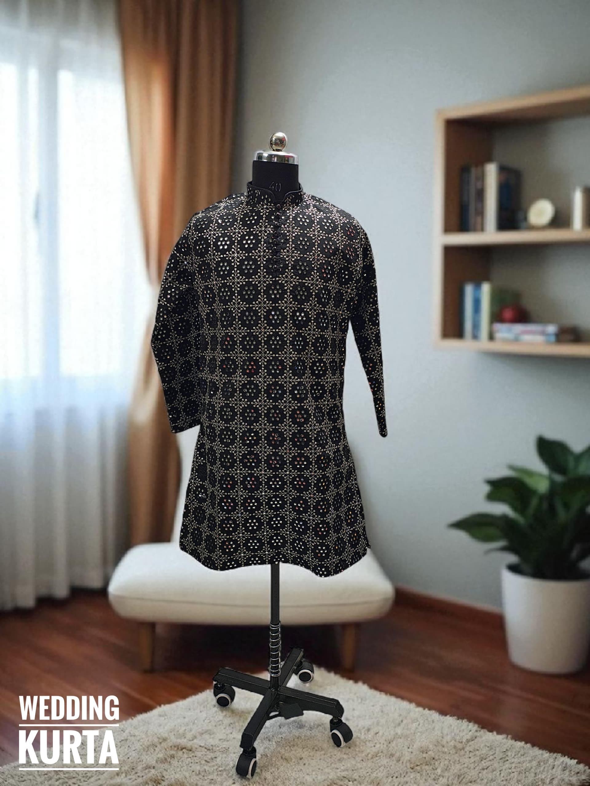 Chikankari Embroidered Georgette Kurta Pajama Set: Custom Stitched Outfit