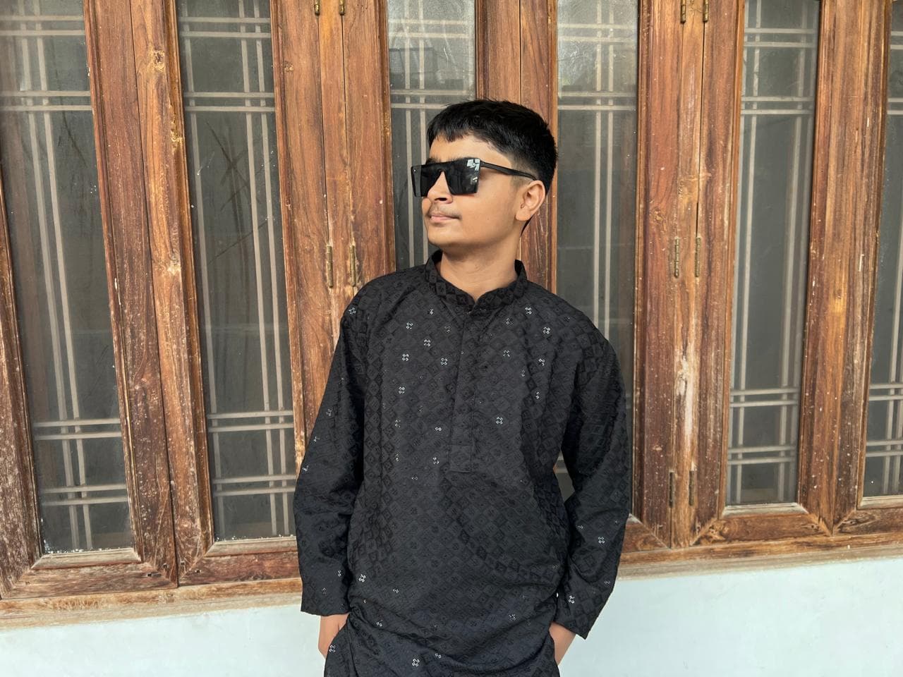 Men's Black Cotton Kurta Pajama Set: Indian Party Wear - image 4