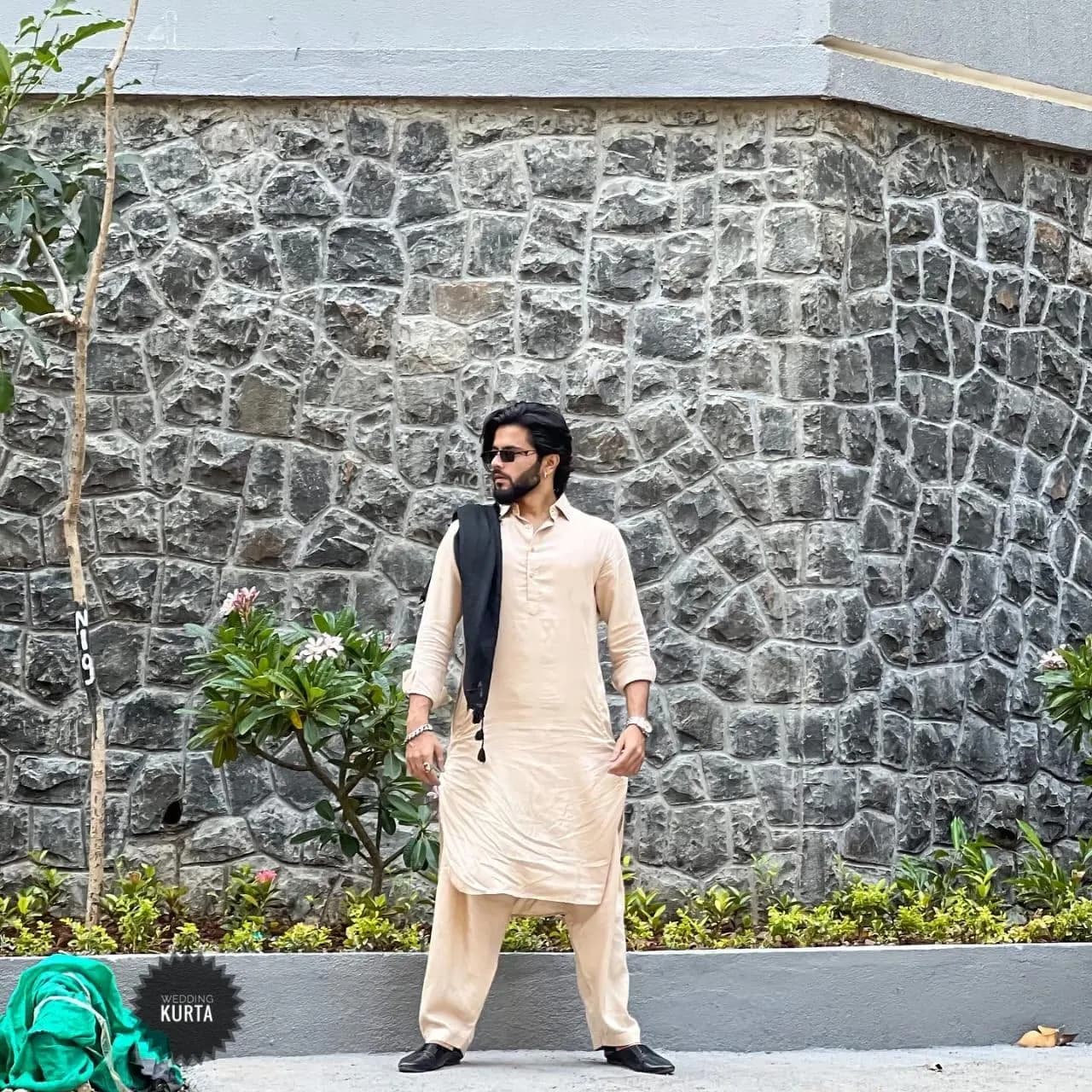 Men's Beige Cotton Kurta Shalwar Set: Traditional Indian Outfit - image 4