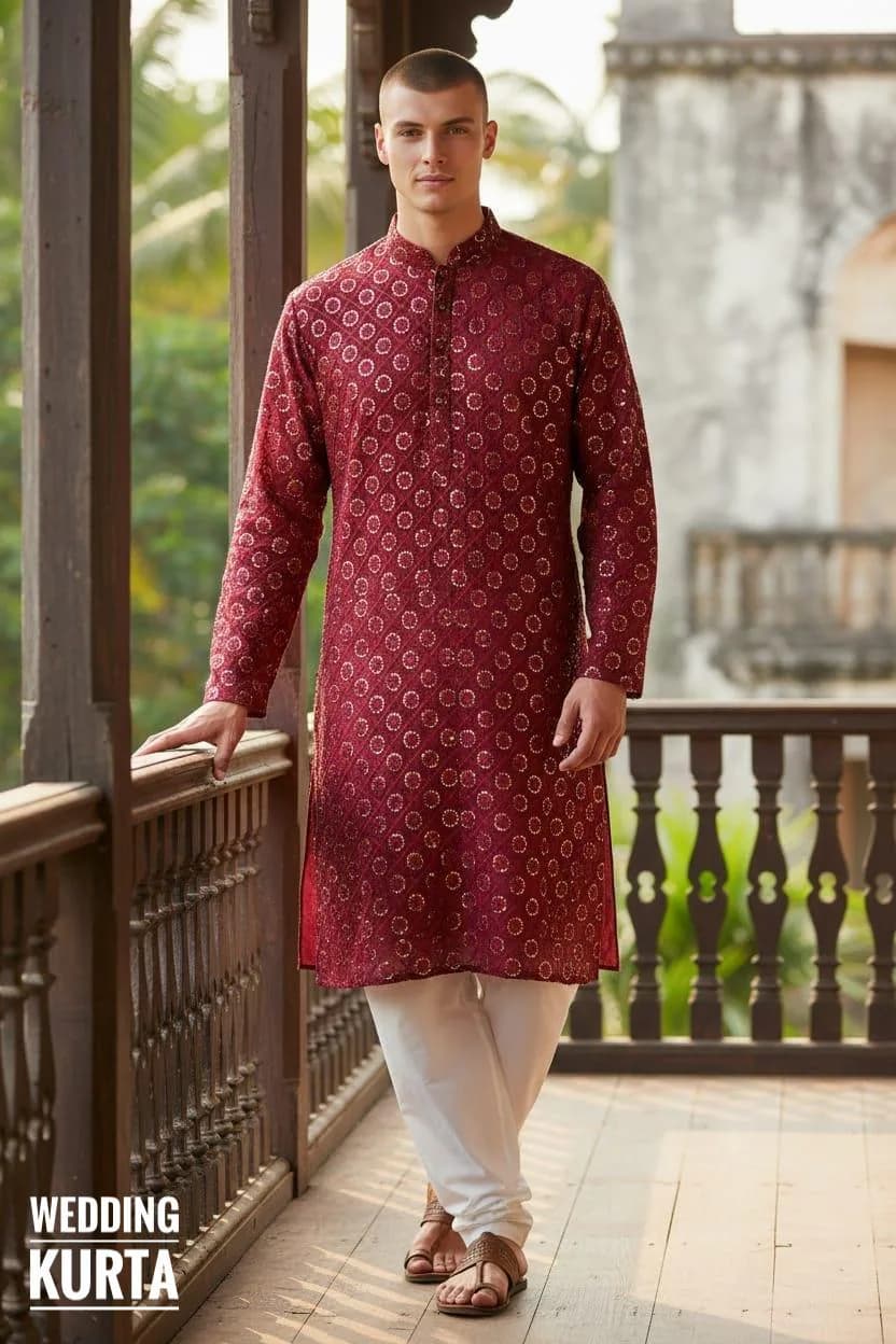 Haldi Yellow Sequined Man Kurta Pyjama Set - Mehndi Function Dress For Men - image 3