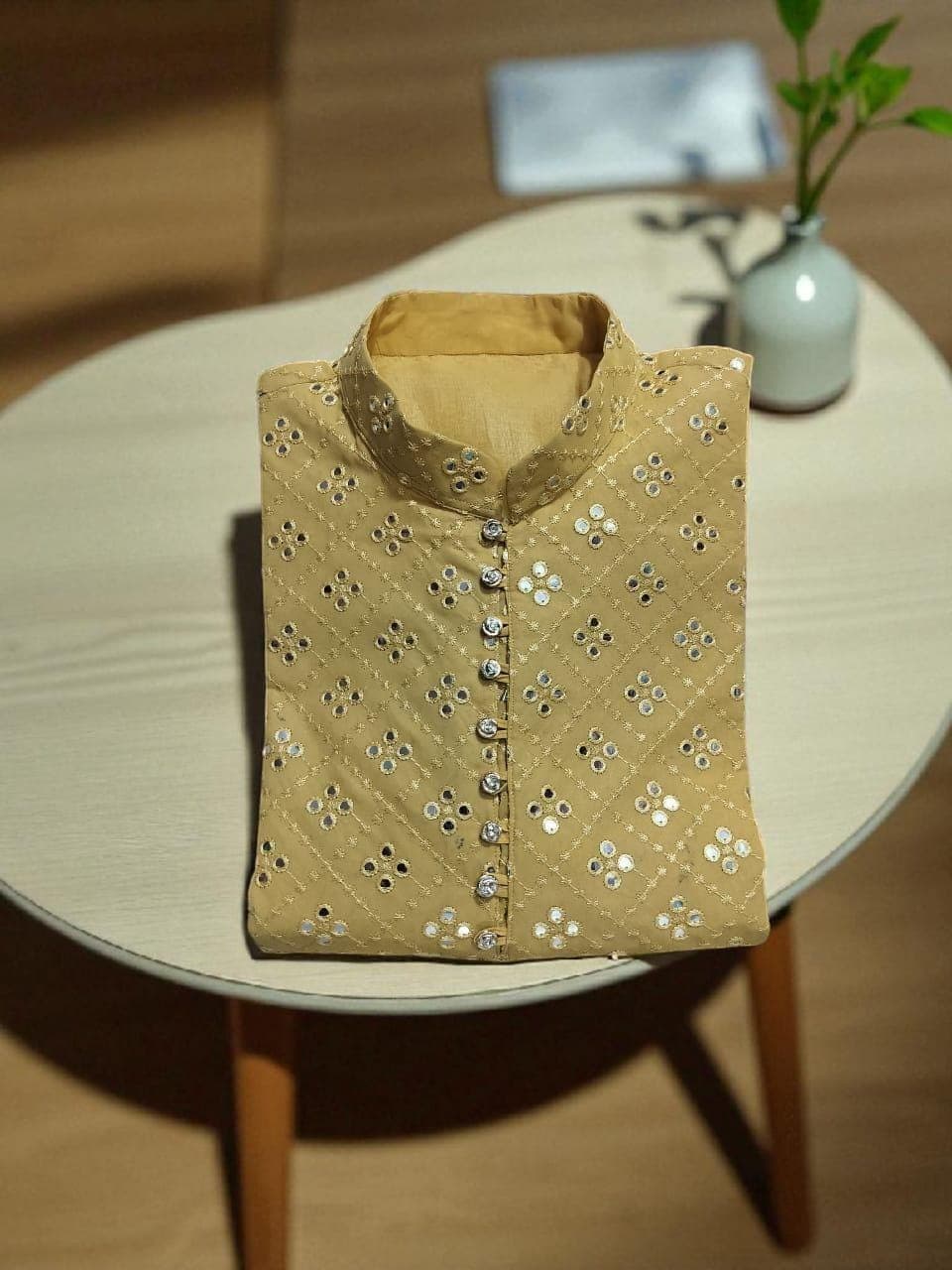 Custom Embroidered Georgette Kurta Pajama Set - Chikankari Lakhnavi Style
