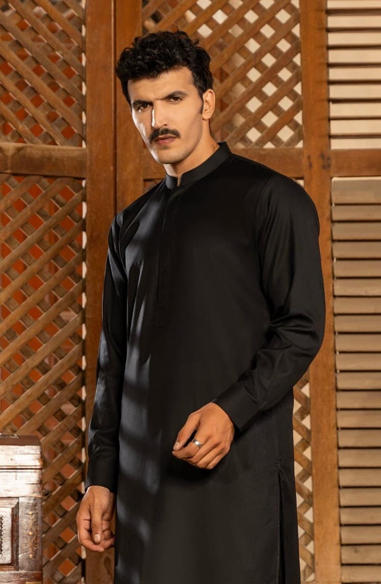 Men's Black Kameez Shalwar: Custom Pakistani Ethnic Clothing - image 3