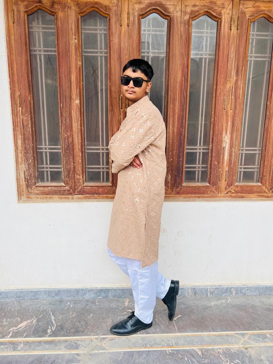 Custom Stitched Chikankari Kurta Pajama Set: Indian Wedding Outfit - image 4