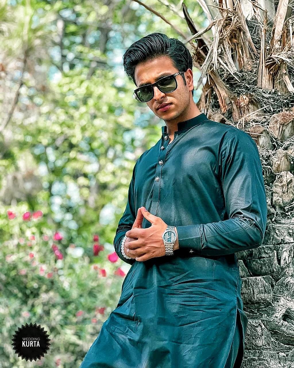 Green Cotton Kurta: Oversized Button-Up Tunic for Men