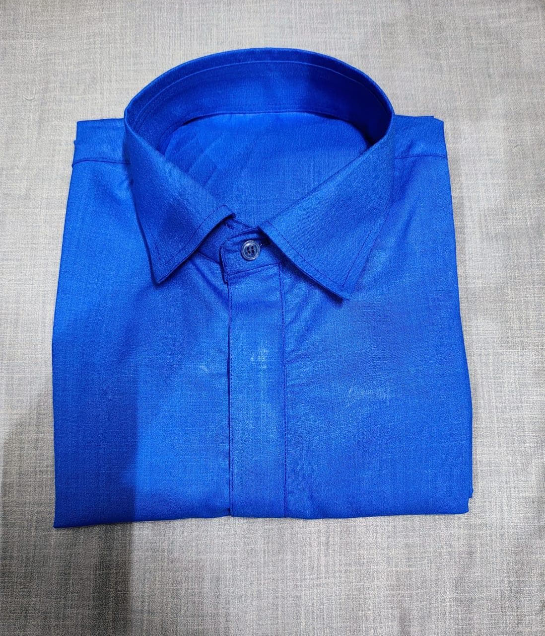 Men's Royal Blue Kurta Set: Custom Stitched Organic Cotton with White Cotton Pajama - image 4