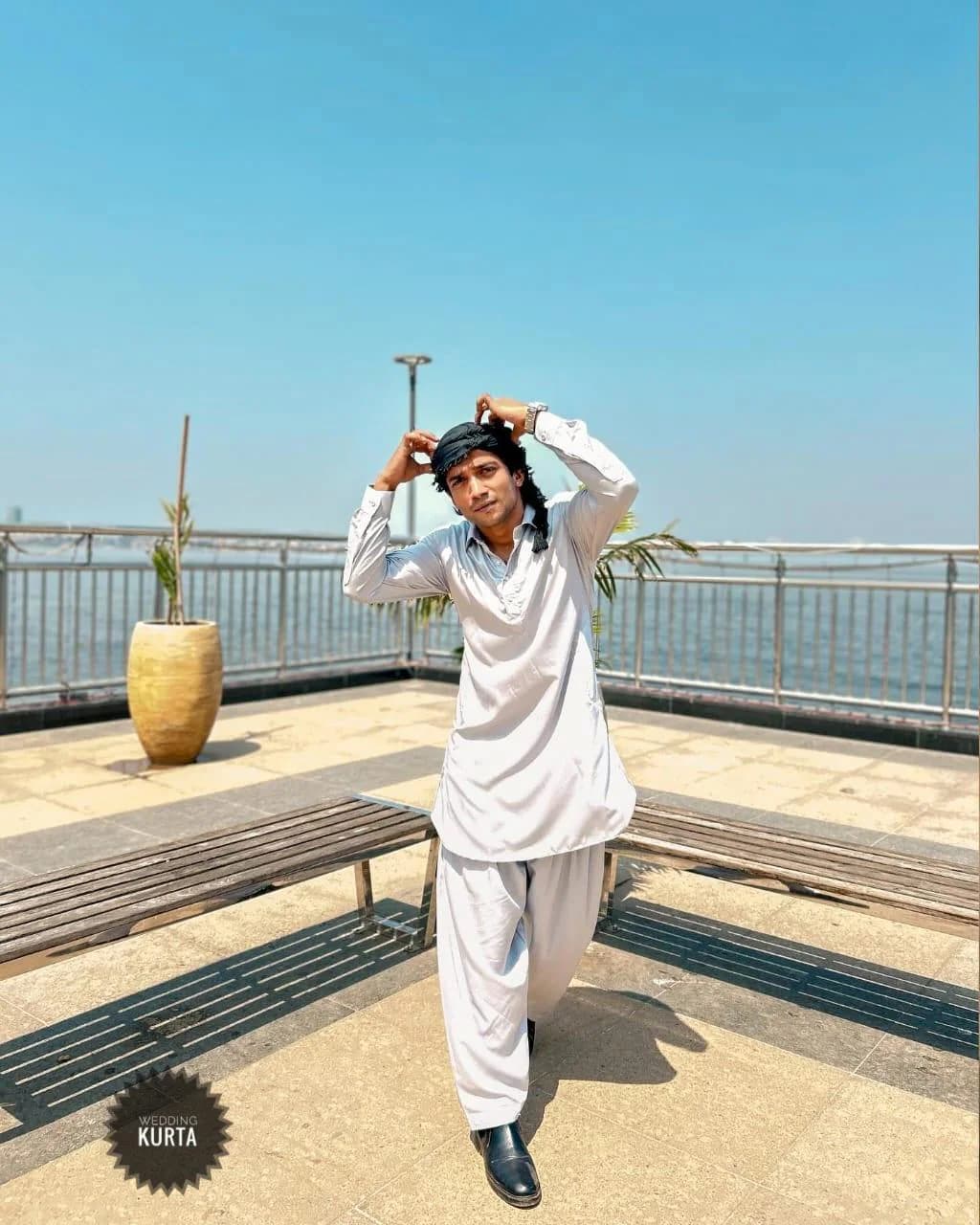 Light Gray Salwar Kameez for Men: Handmade Pakistani Kurta Shalwar