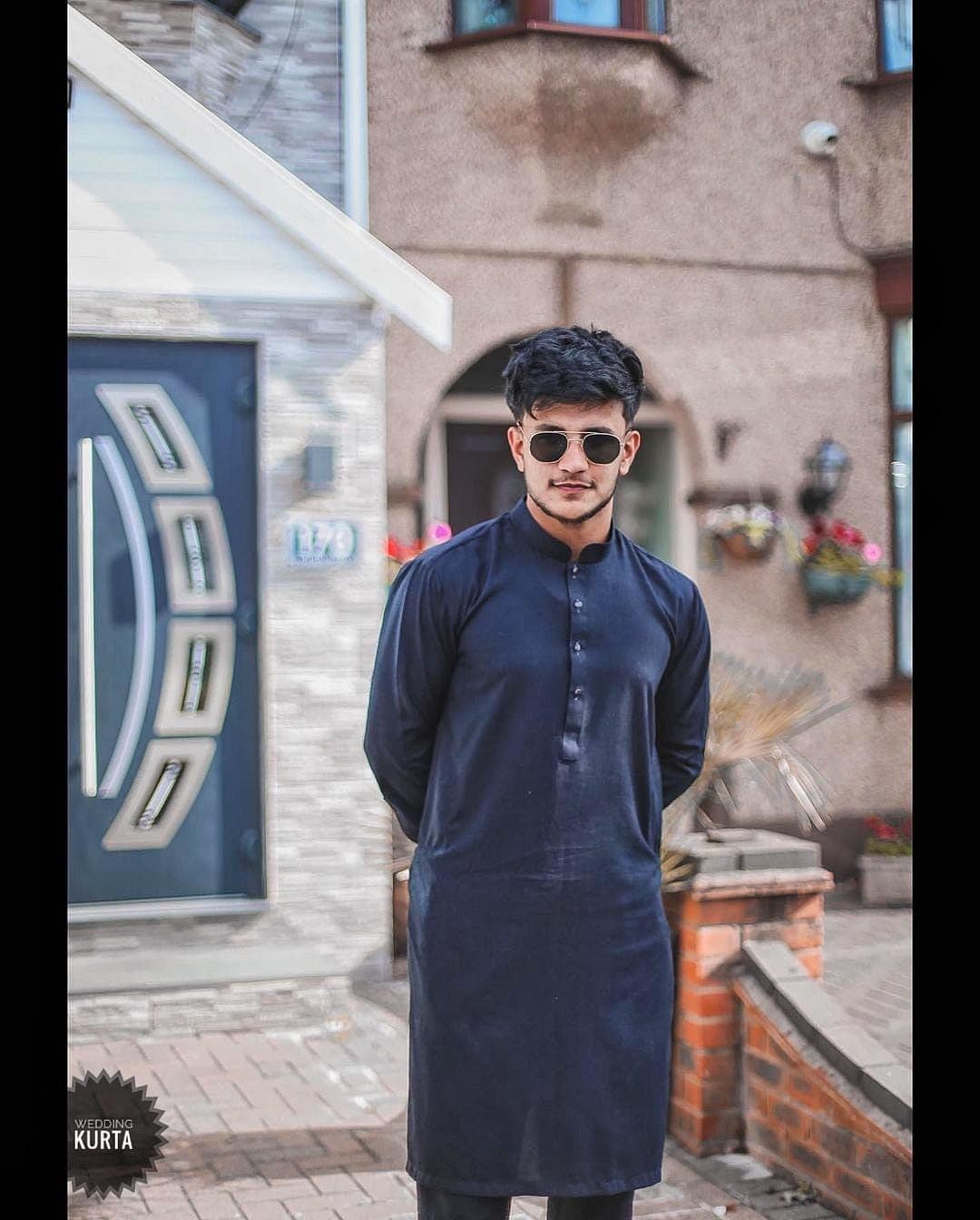 Handmade Men's Navy Blue Kurta Pajama: Pakistani Style Outfit - image 3