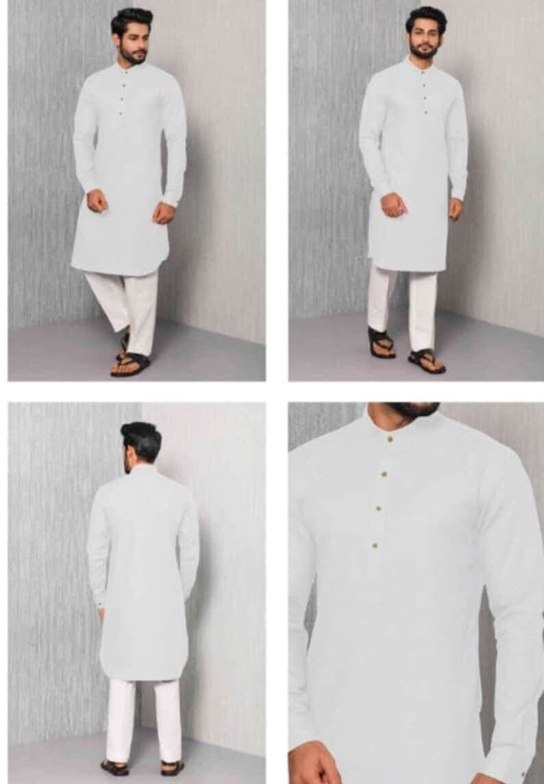 Men's Dark Green Cotton Silk Kurta Pajama Set: Party Wear - image 3