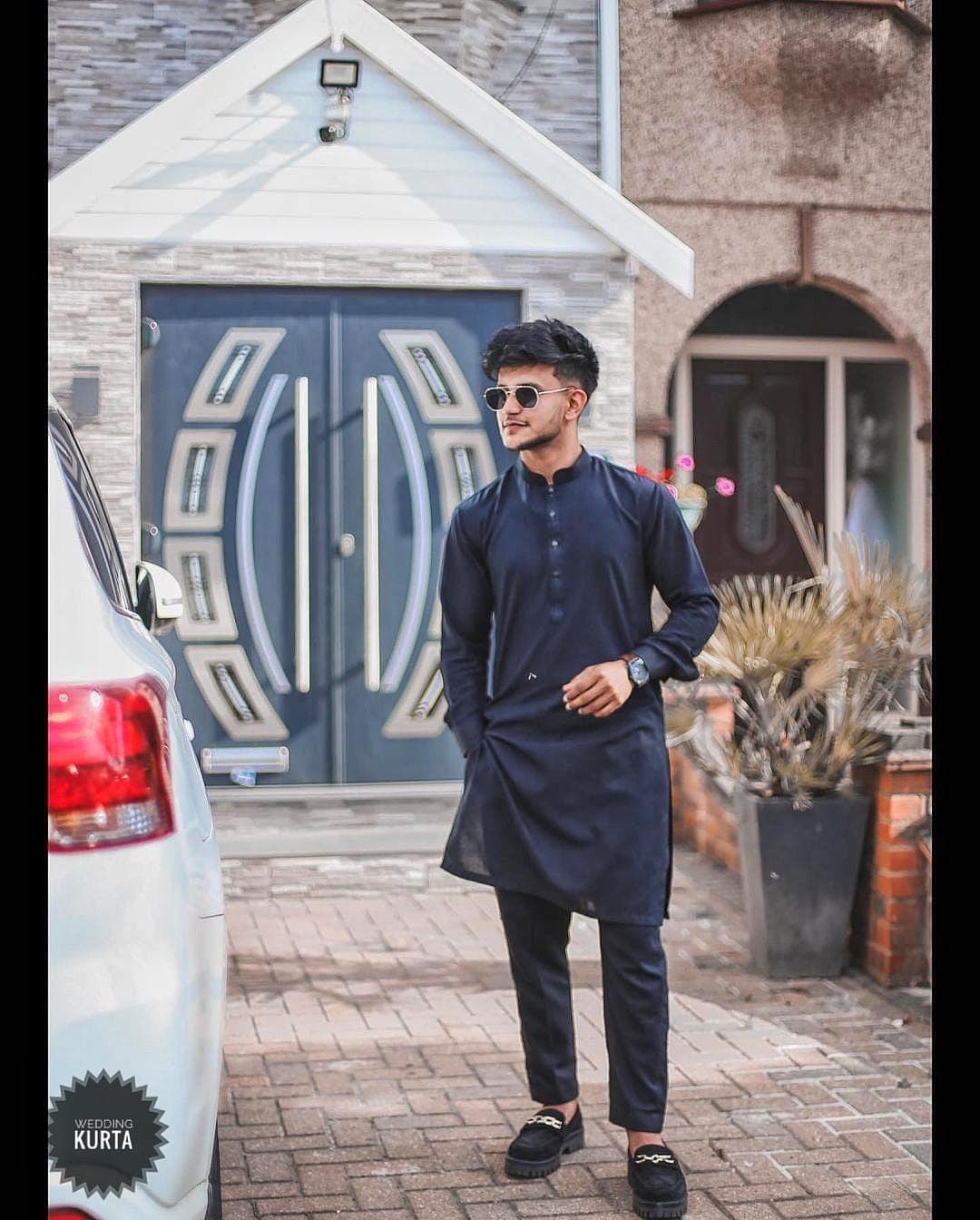 Handmade Men's Navy Blue Kurta Pajama: Pakistani Style Outfit - image 4