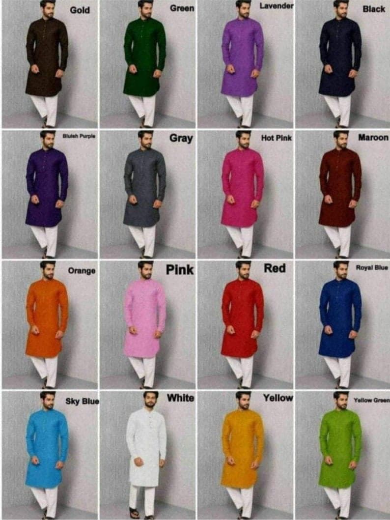 Handmade Men's Cotton Kurta Pajama: Dark Pink Indian Traditional Set - image 3