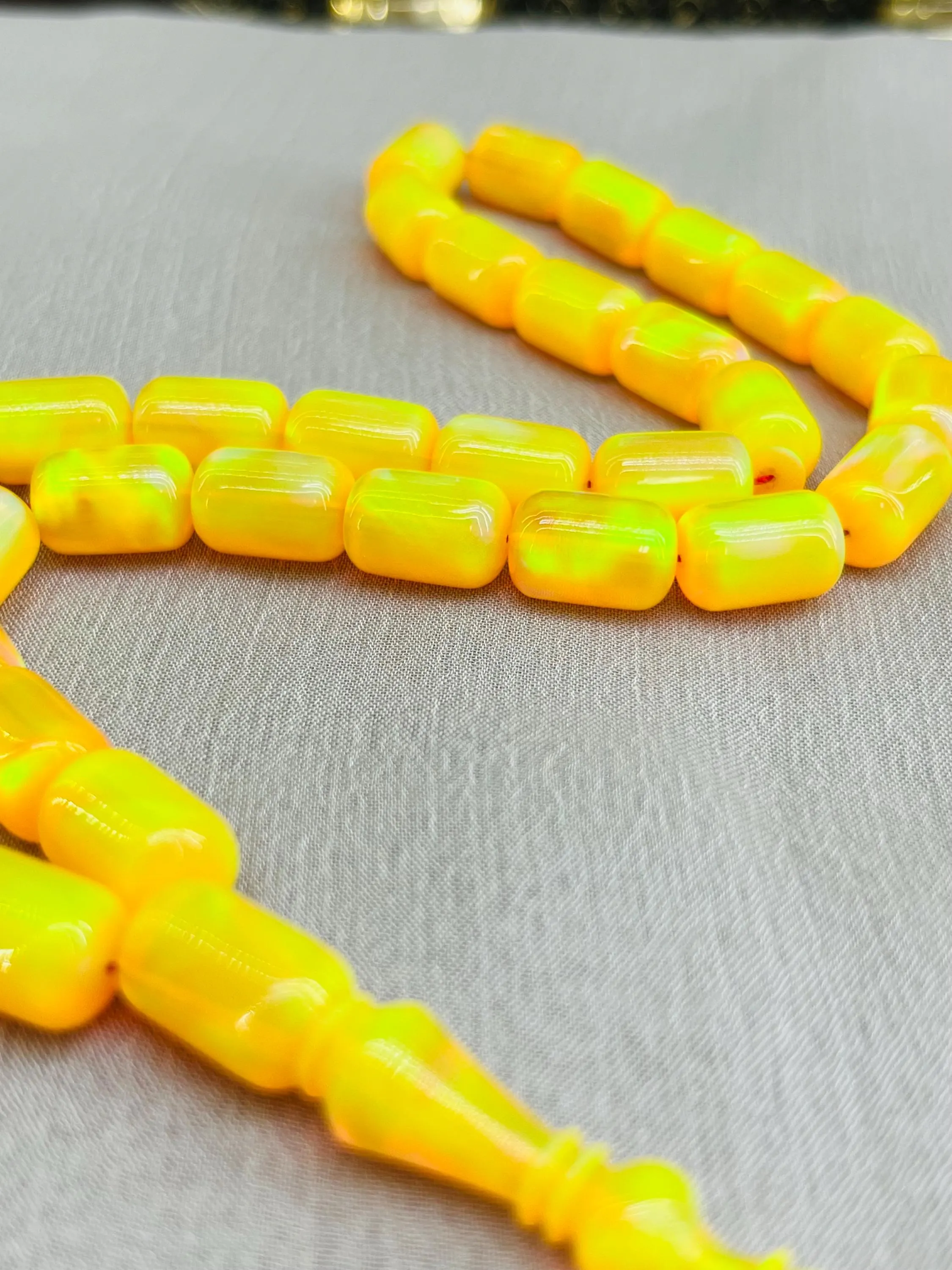 Yellow Opal, 12x8mm Islamic Prayer Beads, Muslim Rosary, Tasbeeh 33, Collectible Tasbih, Blue Opal Tasbih, Luxury Beads, Gift for Muslim Dad - image 5