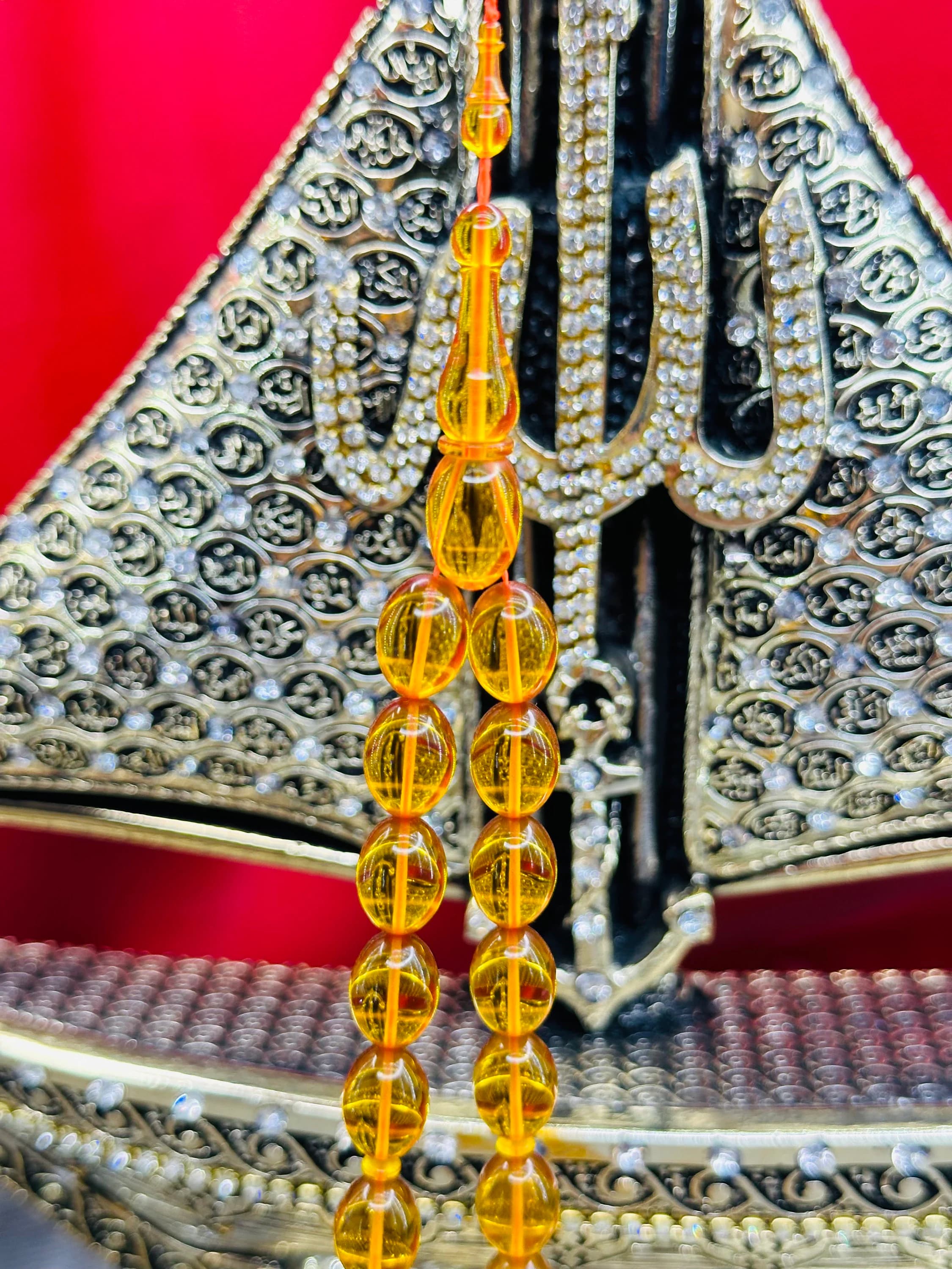 Dice Amber Tasbih, Handcrafted Tasbih, Islamic Prayer Beads, Muslim Rosary, Orange Amber Tasbeeh, Faturan Amber, Gift for Muslim Dad, - image 3