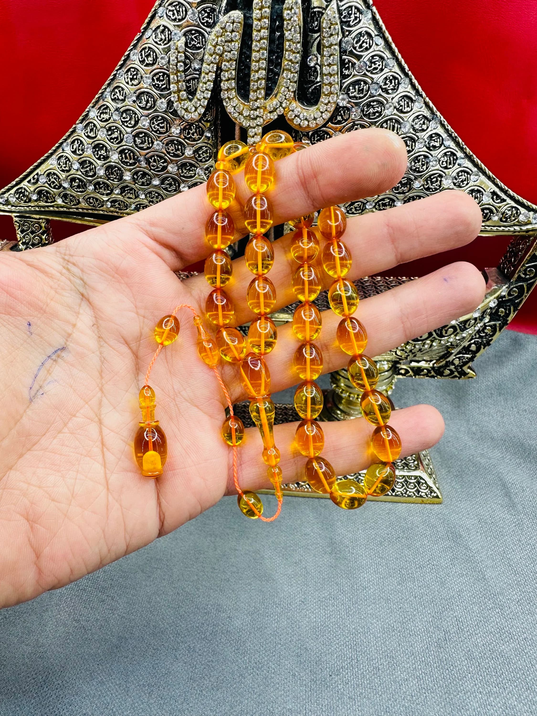 Dice Amber Tasbih, Handcrafted Tasbih, Islamic Prayer Beads, Muslim Rosary, Orange Amber Tasbeeh, Faturan Amber, Gift for Muslim Dad, - image 4