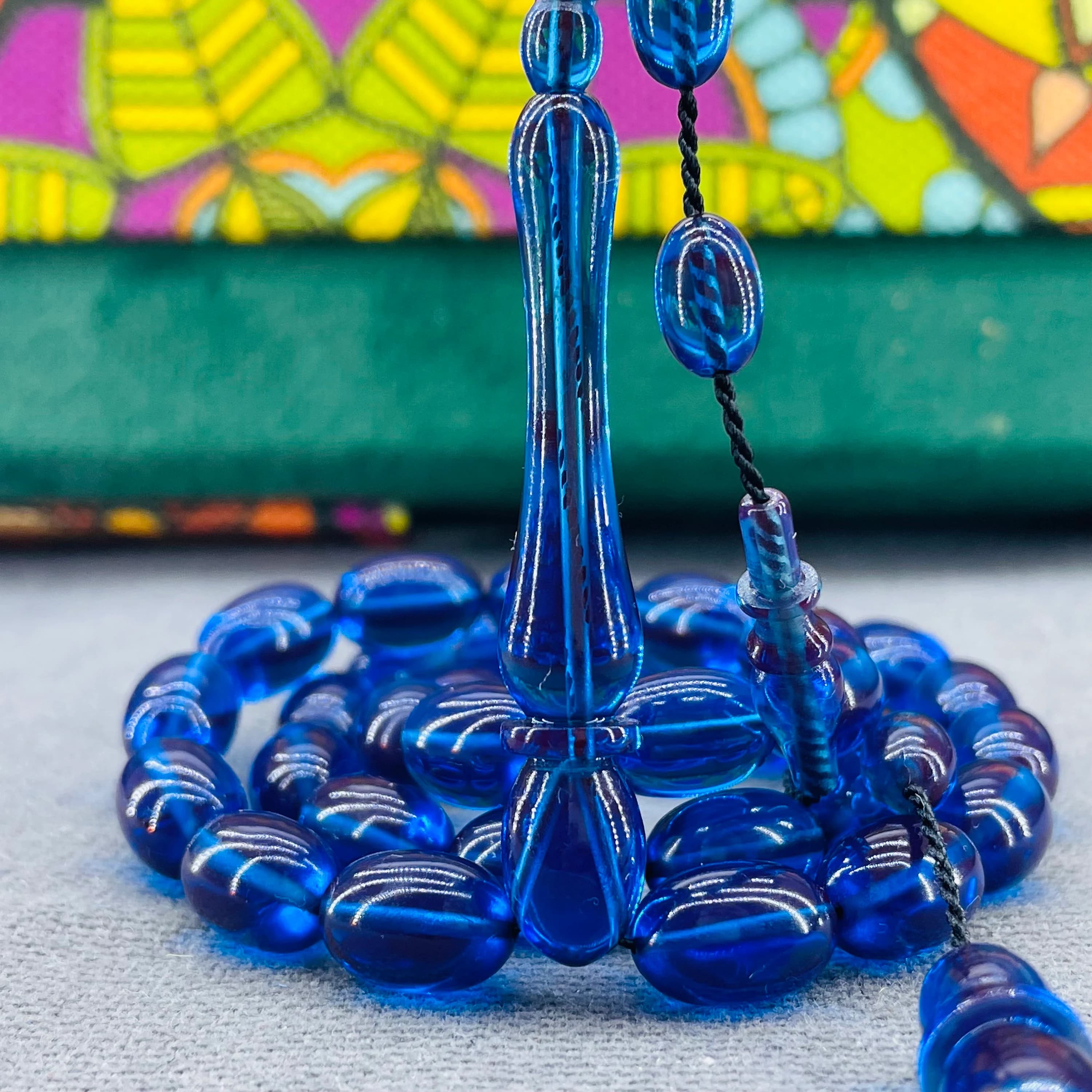 3 in 1 Blue Orange Yellow Amber Tasbeehs, islamic prayer 33 beads, system tassel, Faturan Amber Tasbih, Tasbih Prayer Beads, Ramadan Gift - image 3