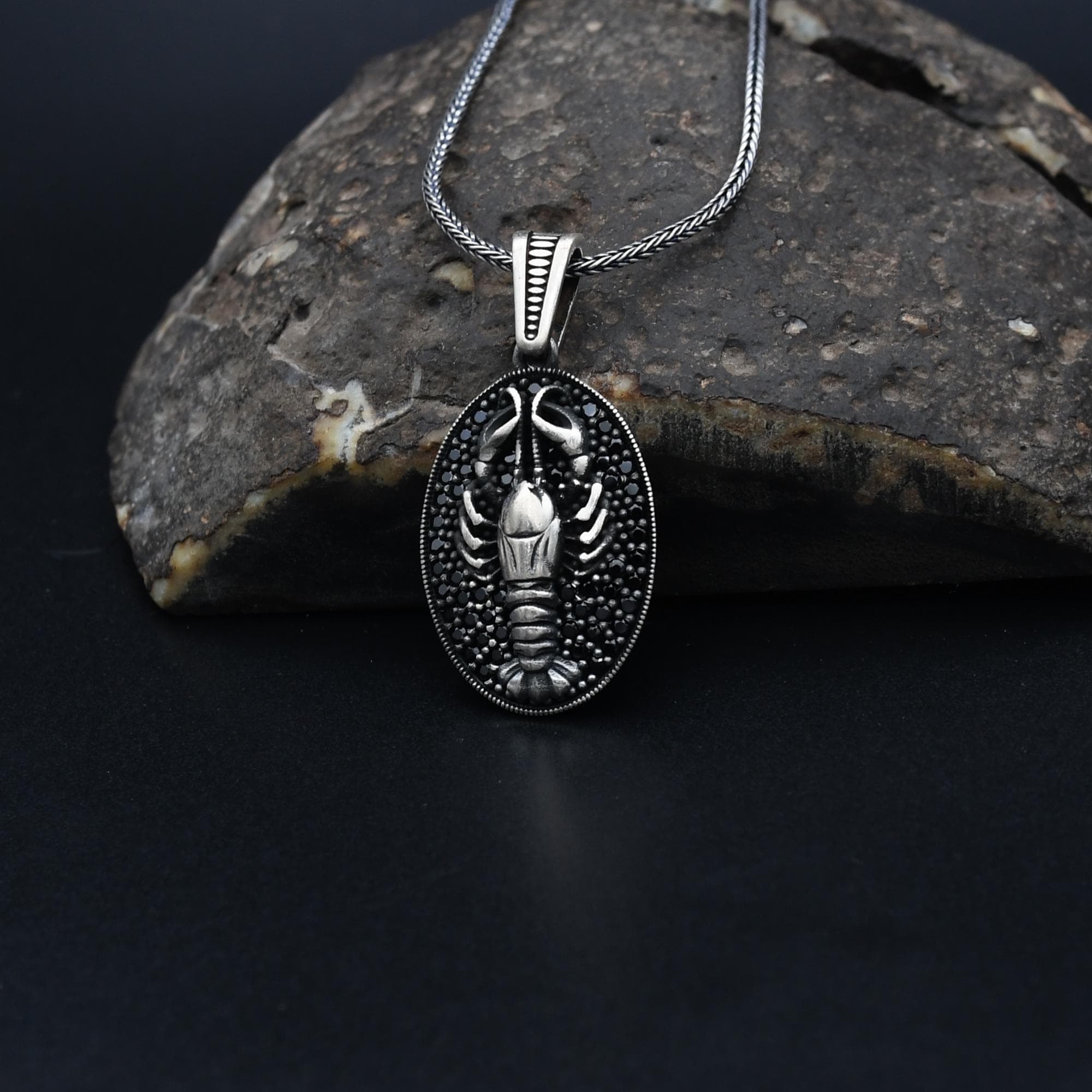 Lobster Silver Charm With Chain, Animal Lover Necklace, Lobster Silver Necklace, Handmade Necklace, 925 Sterling Silver Necklace - image 3