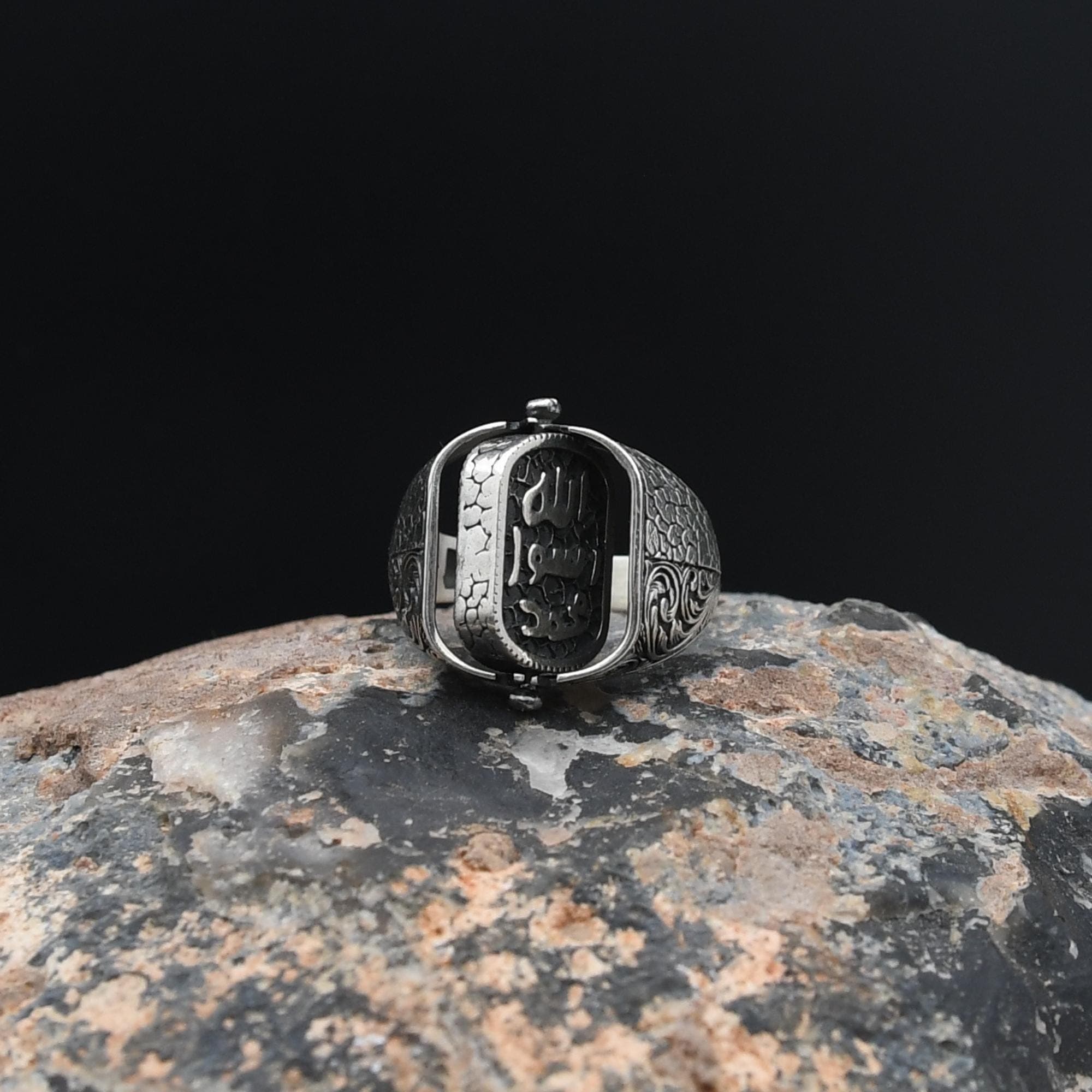 Seal of Prophet Muhammad Silver Ring, Double Sided Ring, 925 Sterling Silver Ring, Onyx Gemstone Ring, İslamic Men Ring, Muslim Gift - image 5