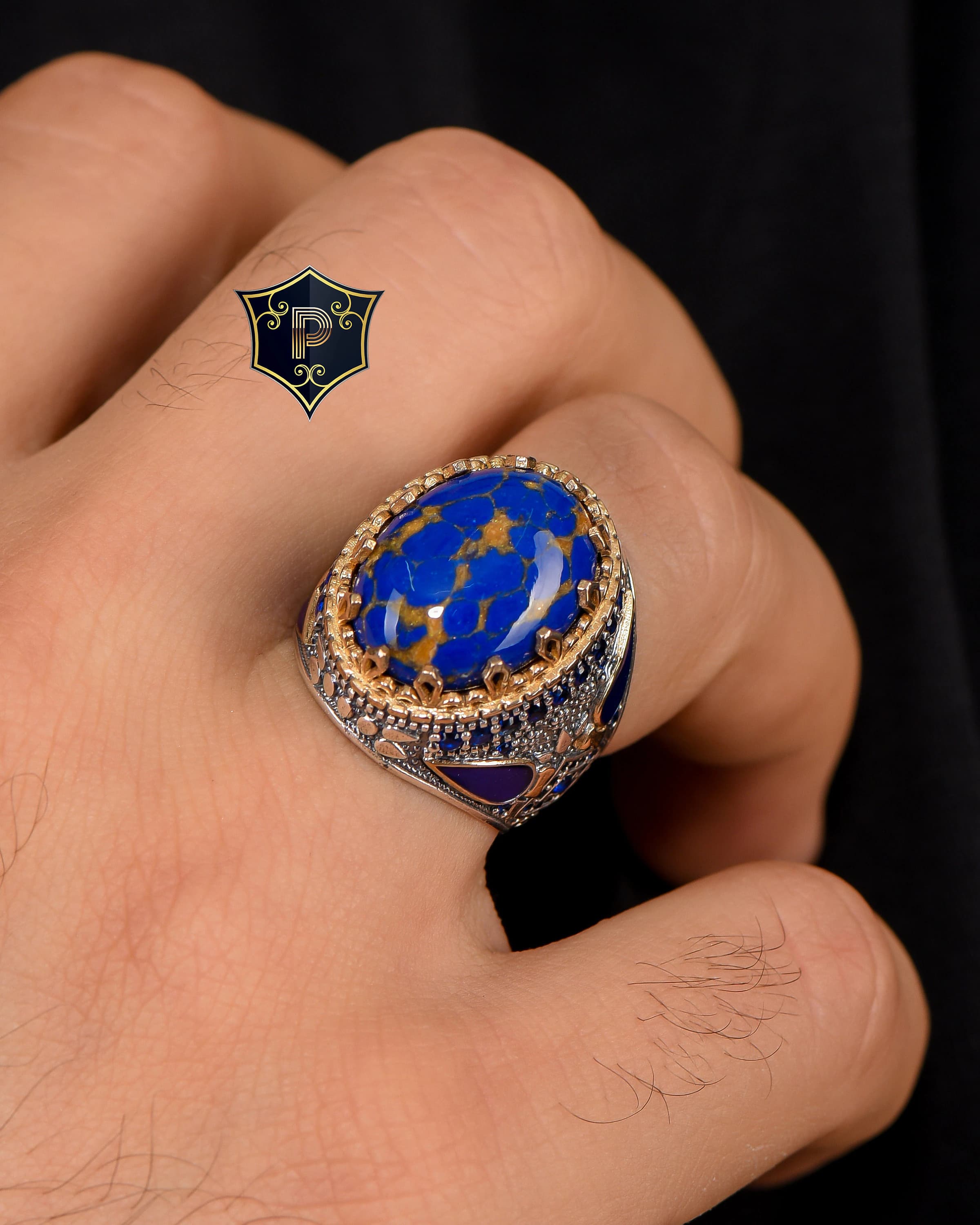 Lapis lazuli Gemstone Ring, 925 Sterling Silver Ring, Turkish Ring, Mens Handmade Ring, Gift for Him, Unique Mens Jewelry - image 5