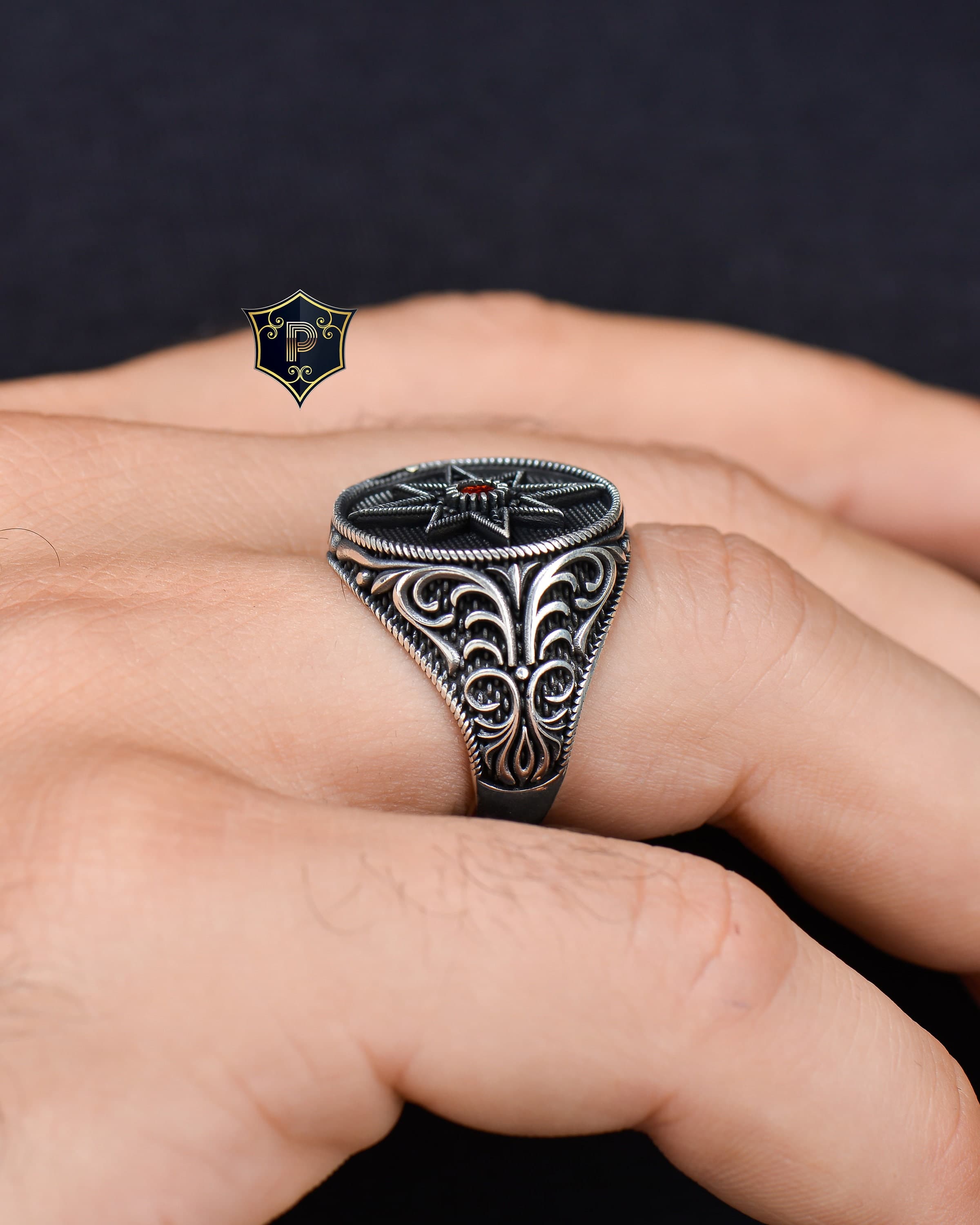 Red Garnet Silver Ring, Mens Handmade Ring, 925 Sterling Silver, Turkish Silver Ring, Fashion Ring, Best Gift - image 3